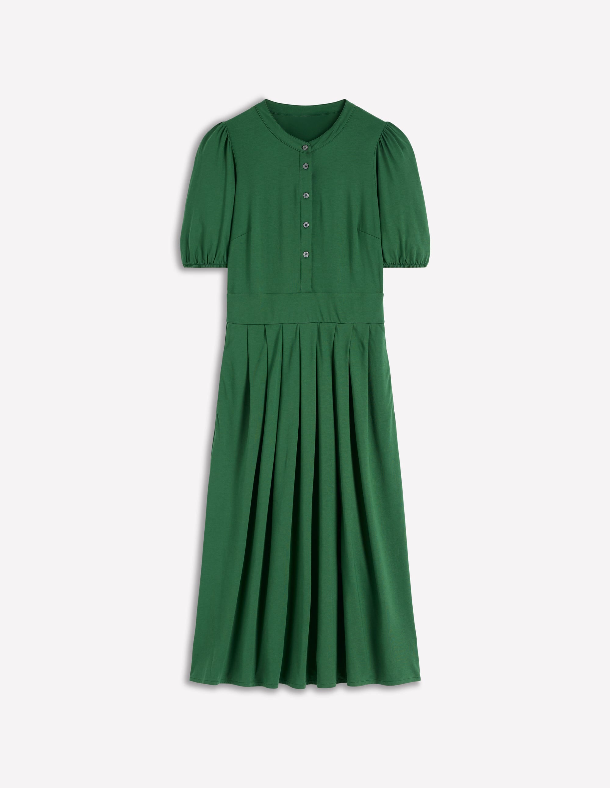 Robe midi Amber plissée en jersey-Vert chasseur - Image 5