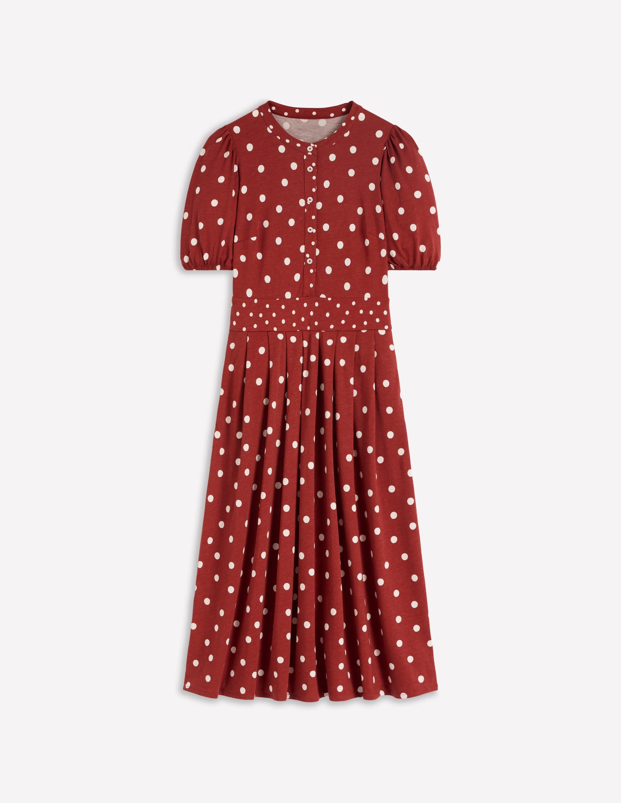 Robe midi Amber plissée en jersey-Orange brûlé, pois peints - Image 7