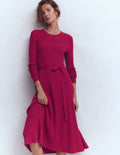 Isobel Strick-Midikleid-Granatapfel