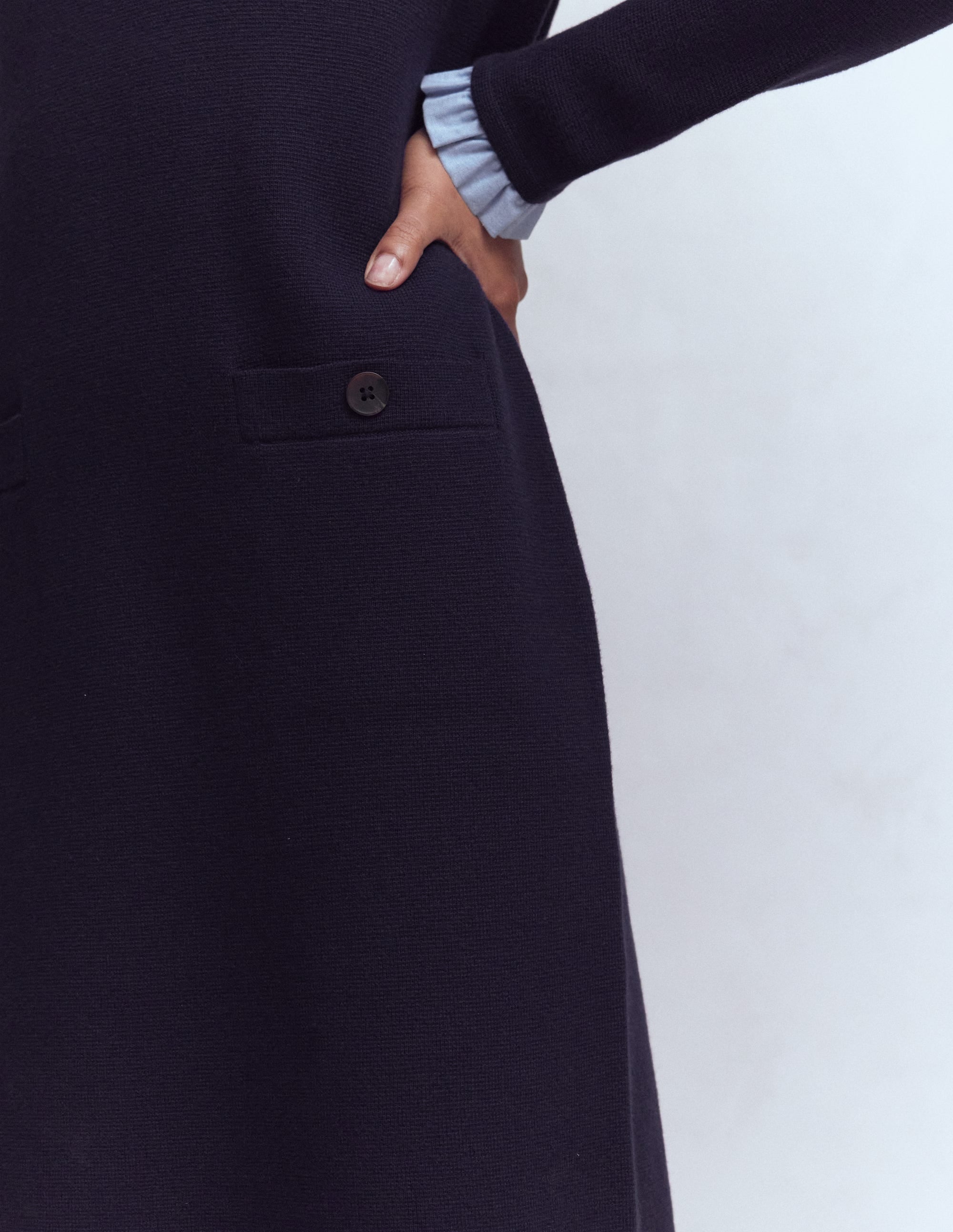 Robe en maille tissée à détails-Bleu marine - Image 2