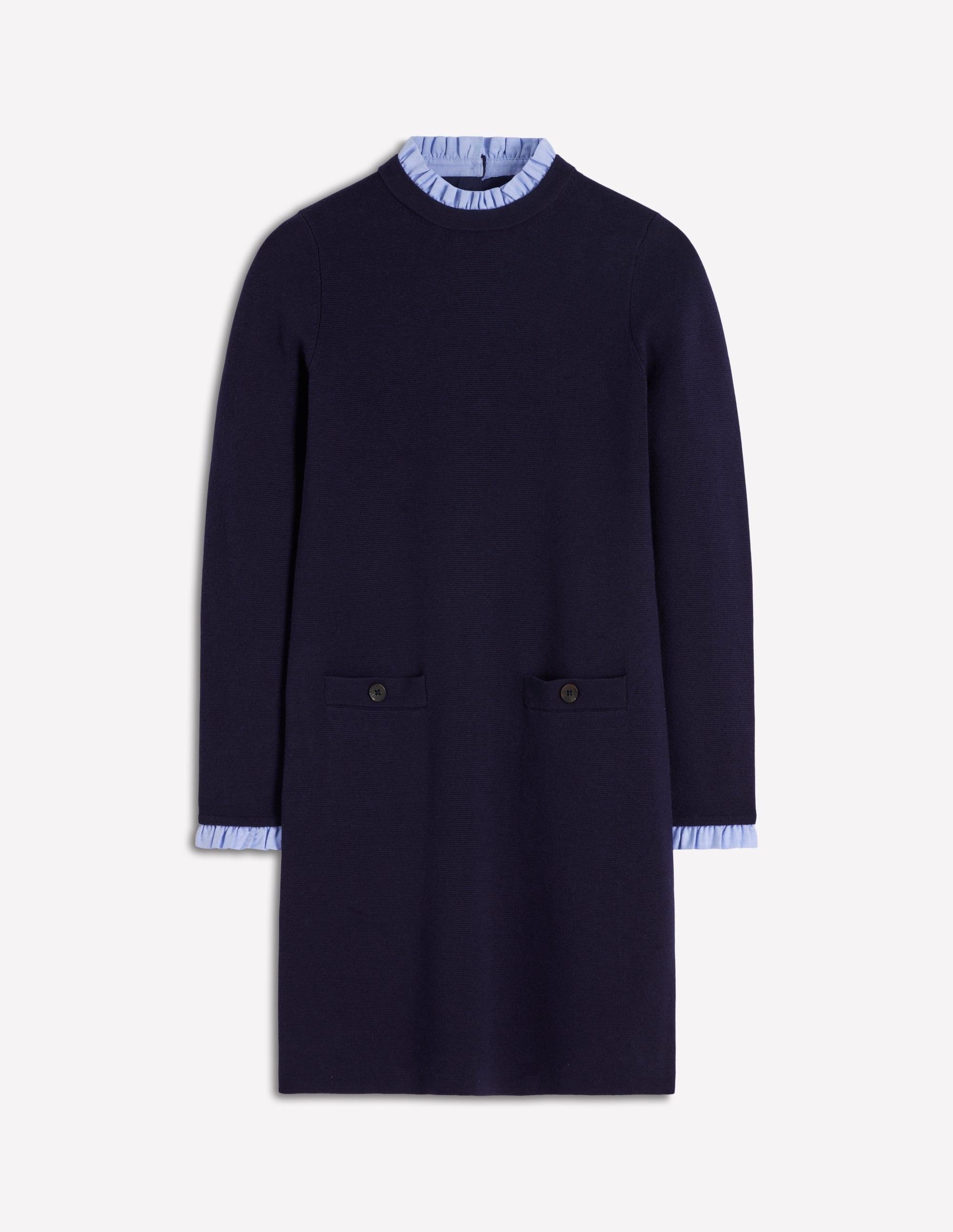 Robe en maille tissée à détails-Bleu marine - Image 6