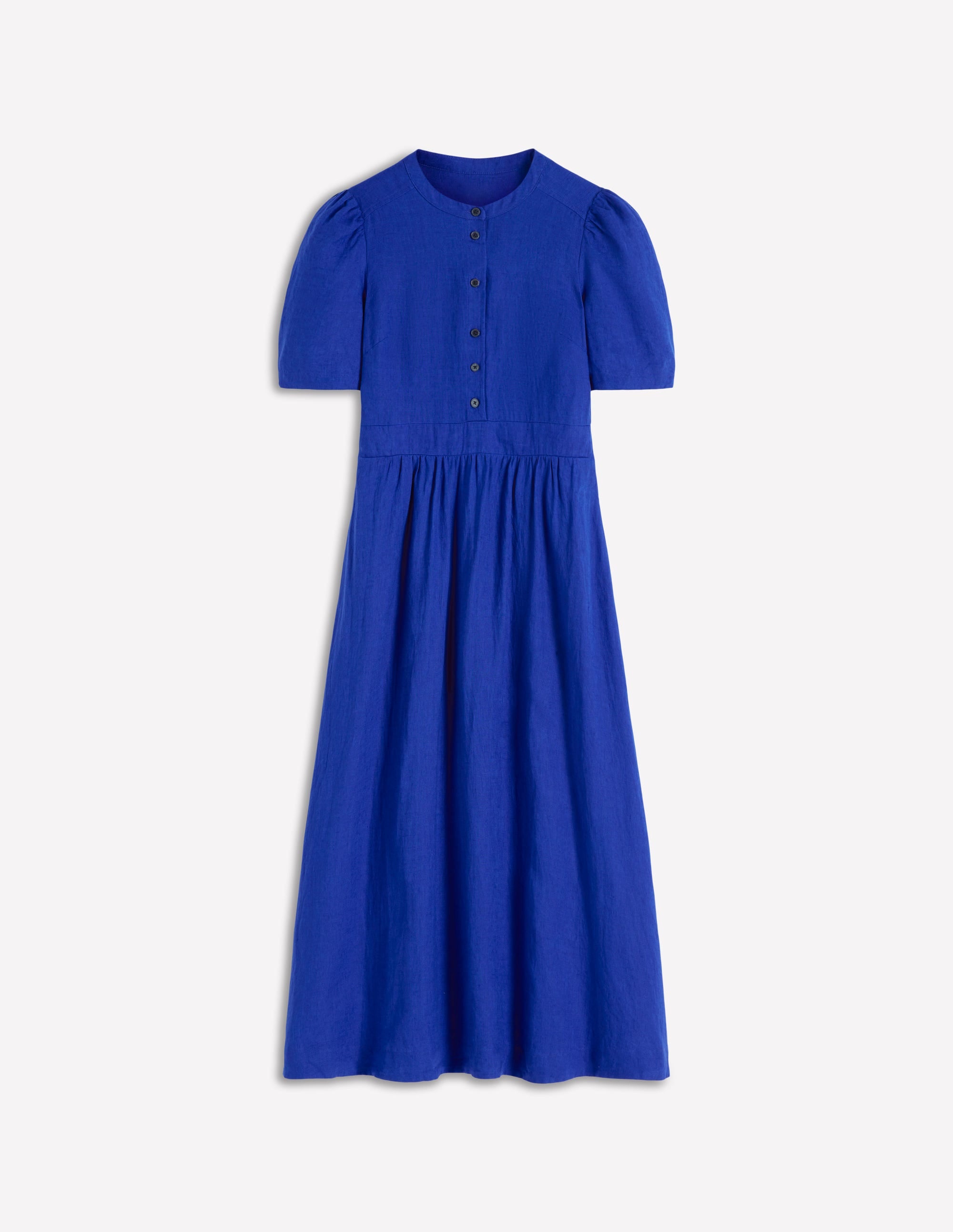 Ivy Leinen-Midikleid mit Knopfleiste-Leuchtendes Blau - Image 5
