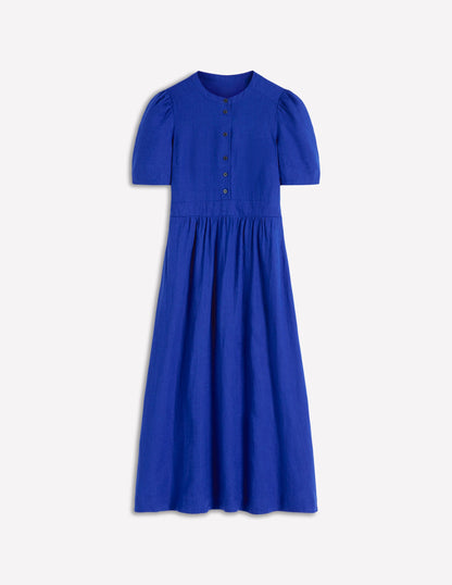 Ivy Midikleid aus Leinen-Leuchtendes Blau-5
