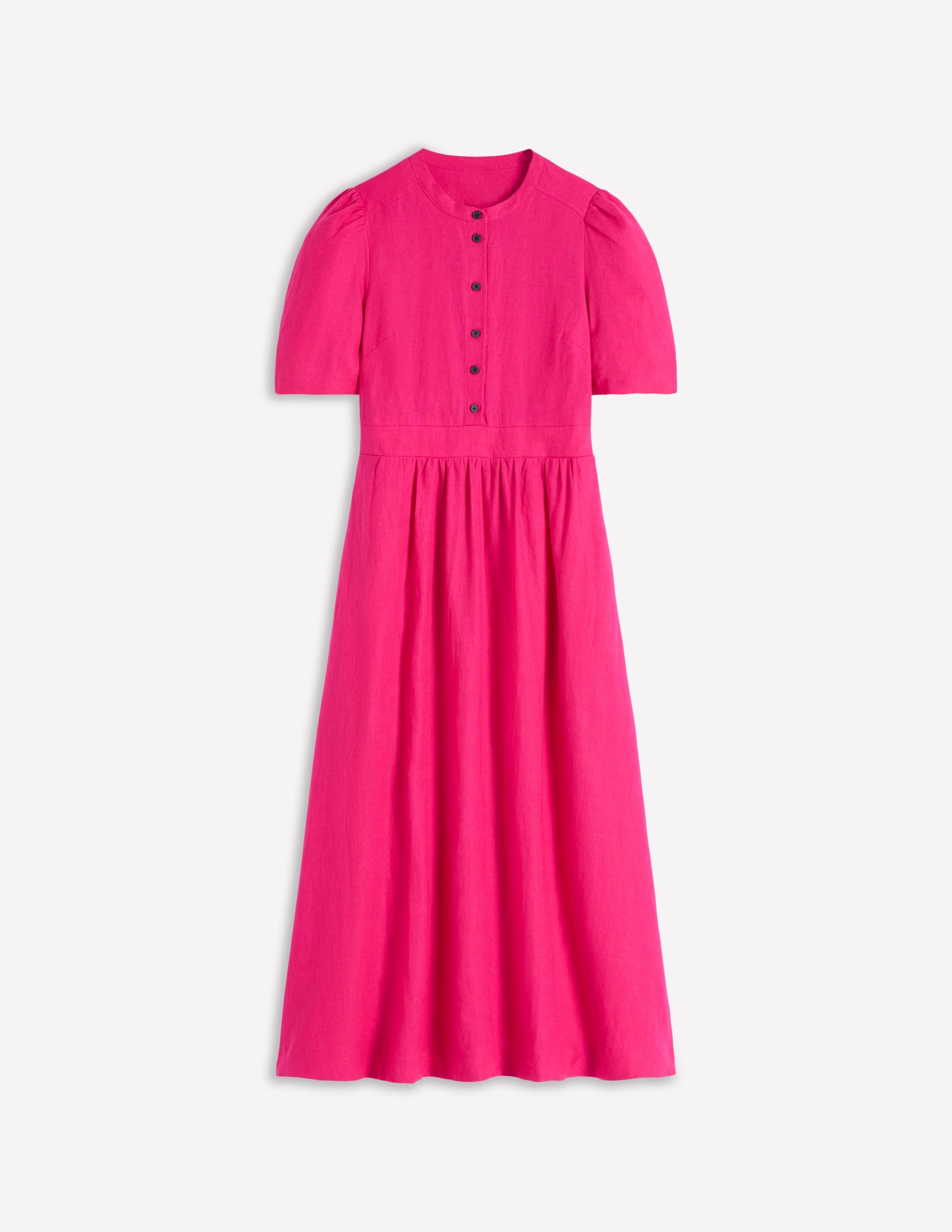 Ivy Leinen-Midikleid mit Knopfleiste-Rosarot - Image 5