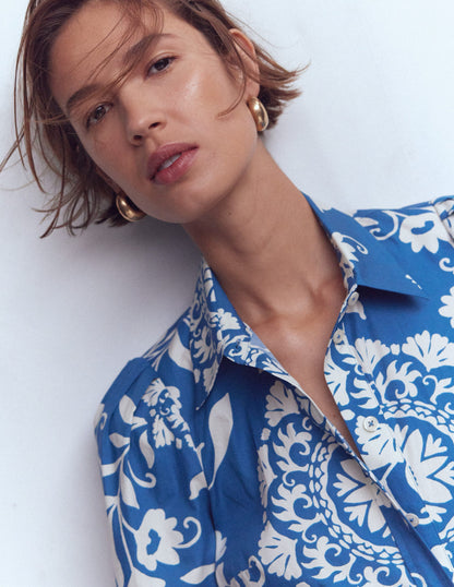 Alexa langärmliges Midikleid-Dunkelblau, Dekorative Blüten-3