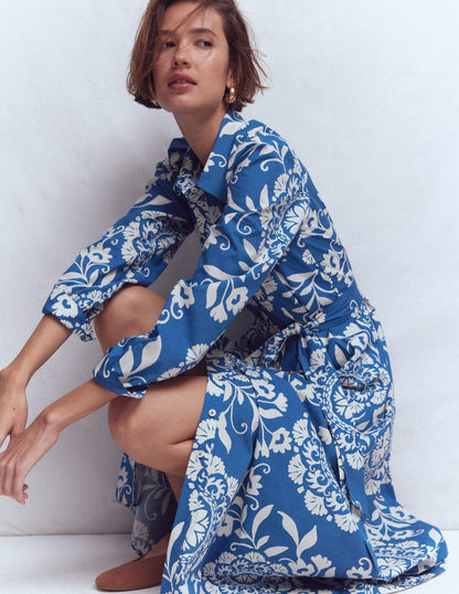 Alexa langärmliges Midikleid-Dunkelblau, Dekorative Blüten-6