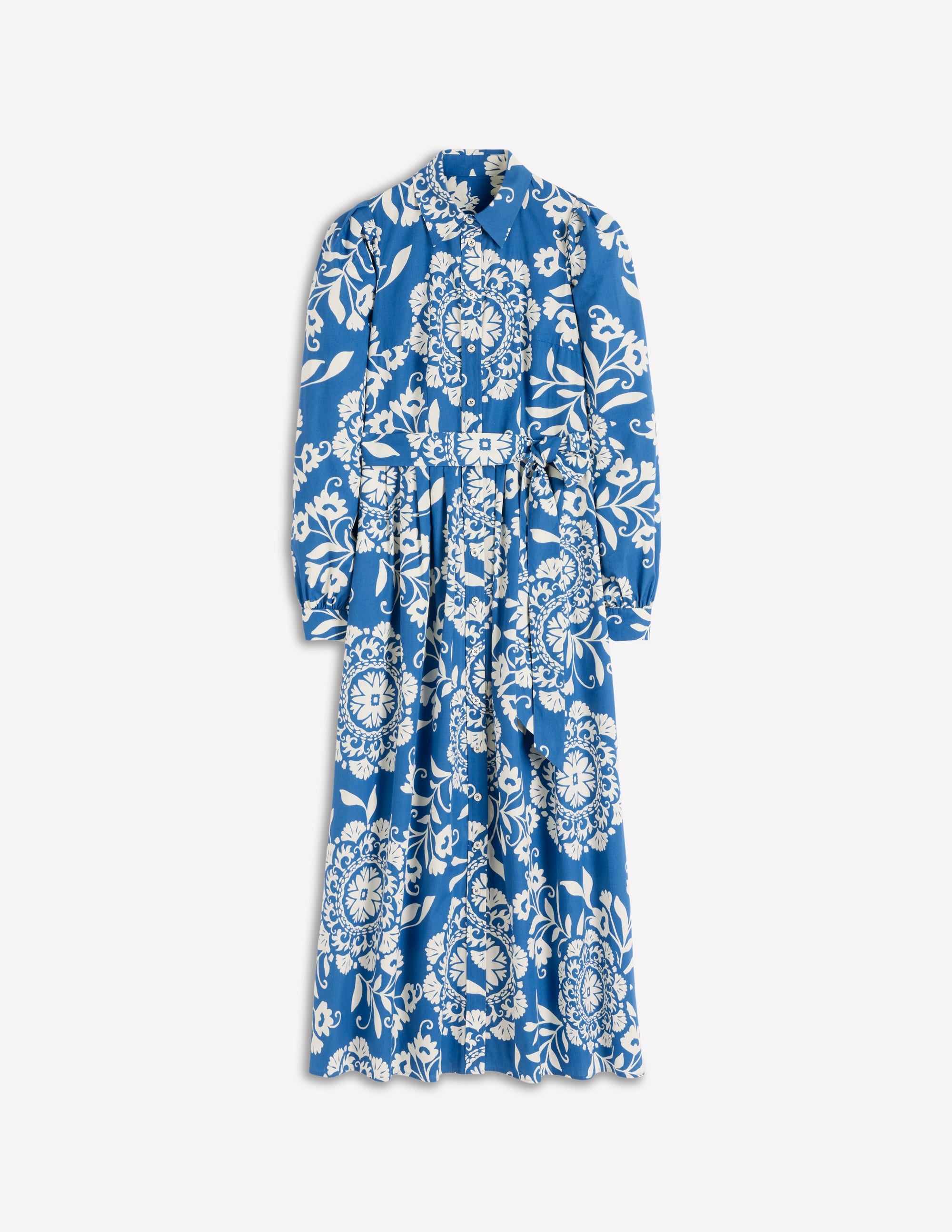 Robe-chemise midi Alexa en coton-Bleu, motif Decorative Blossom - Image 7