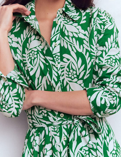 Alexa langärmliges Midikleid-Frisches Grün, Verstreute Weinreben-2