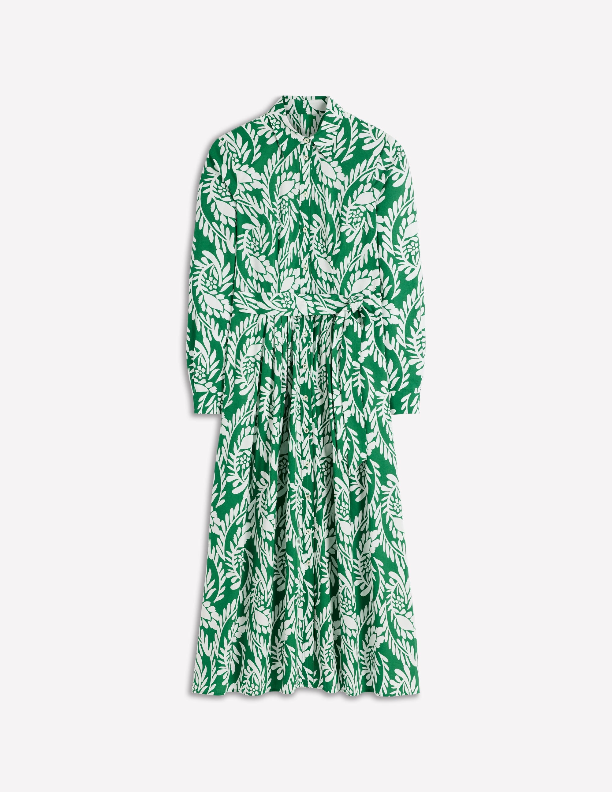 Alexa Midi-Hemdblusenkleid aus Baumwolle-Frisches Grün, Verstreute Weinreben - Image 5