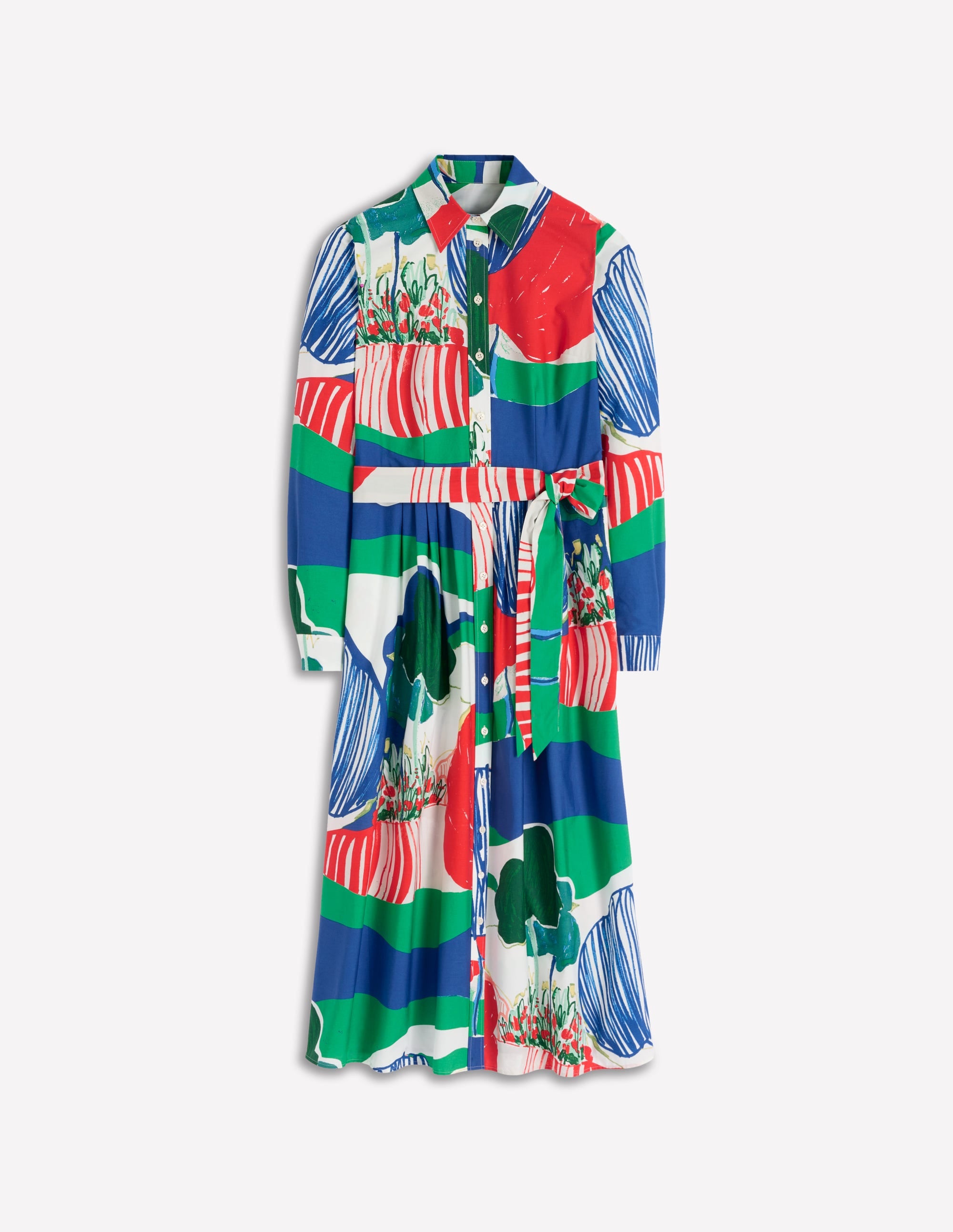 Alexa Midi-Hemdblusenkleid aus Baumwolle-Bunt Abstraktes Tal - Image 8