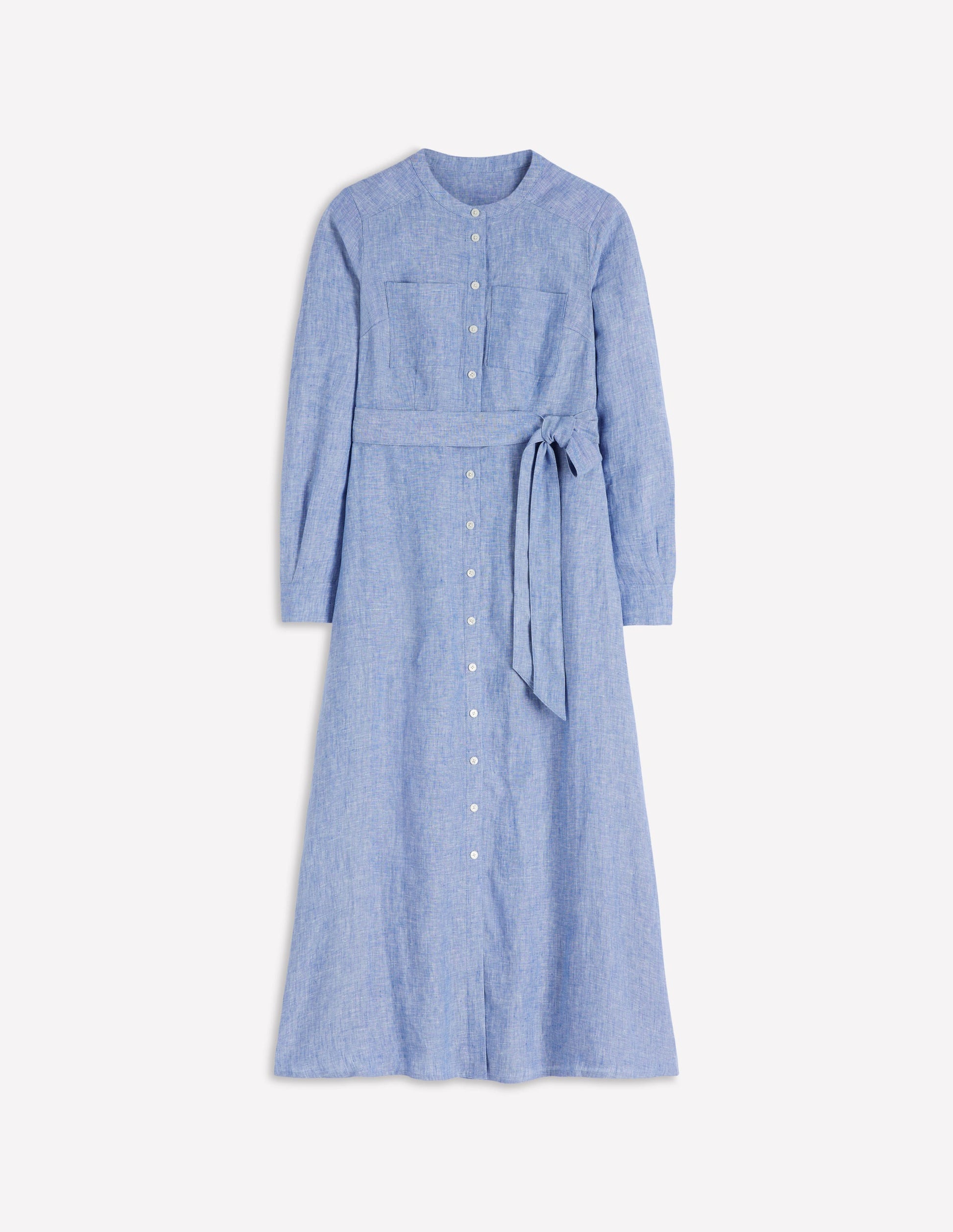 Robe-chemise Mollie en lin-Bleu chambray-5
