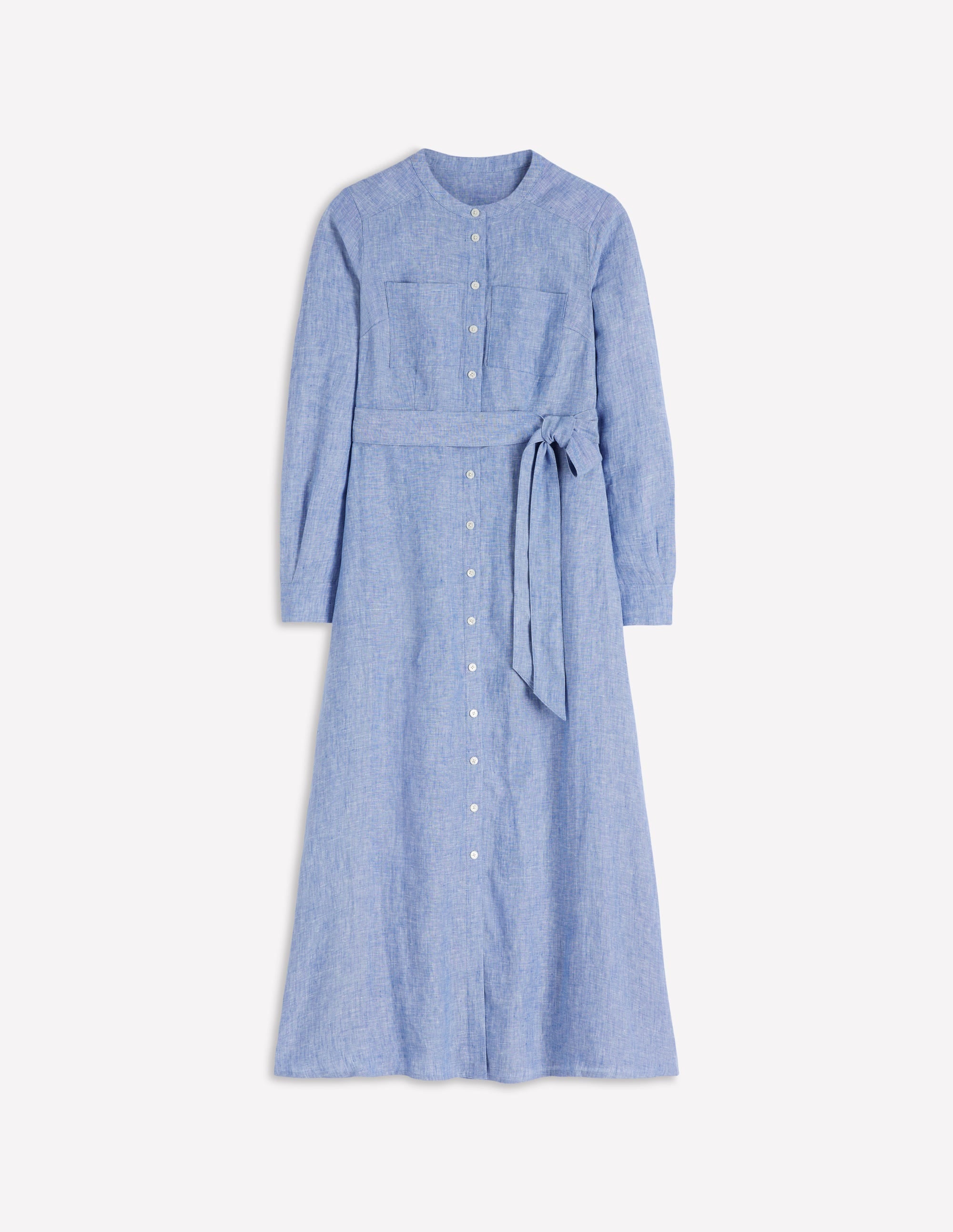 Mollie Midikleid aus Leinen-Blauer Faux-Uni - Image 5
