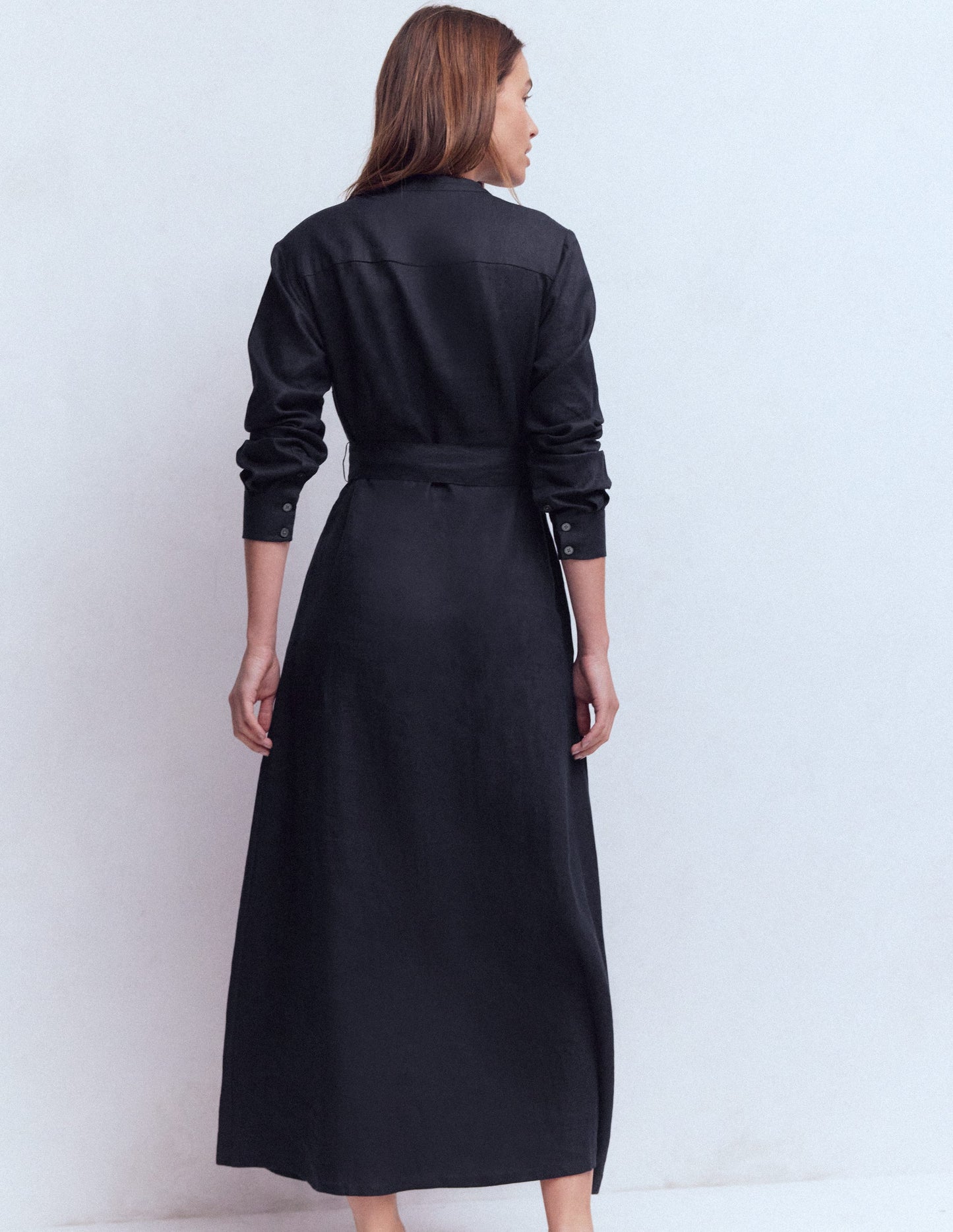 Mollie Linen Shirt Dress-Navy