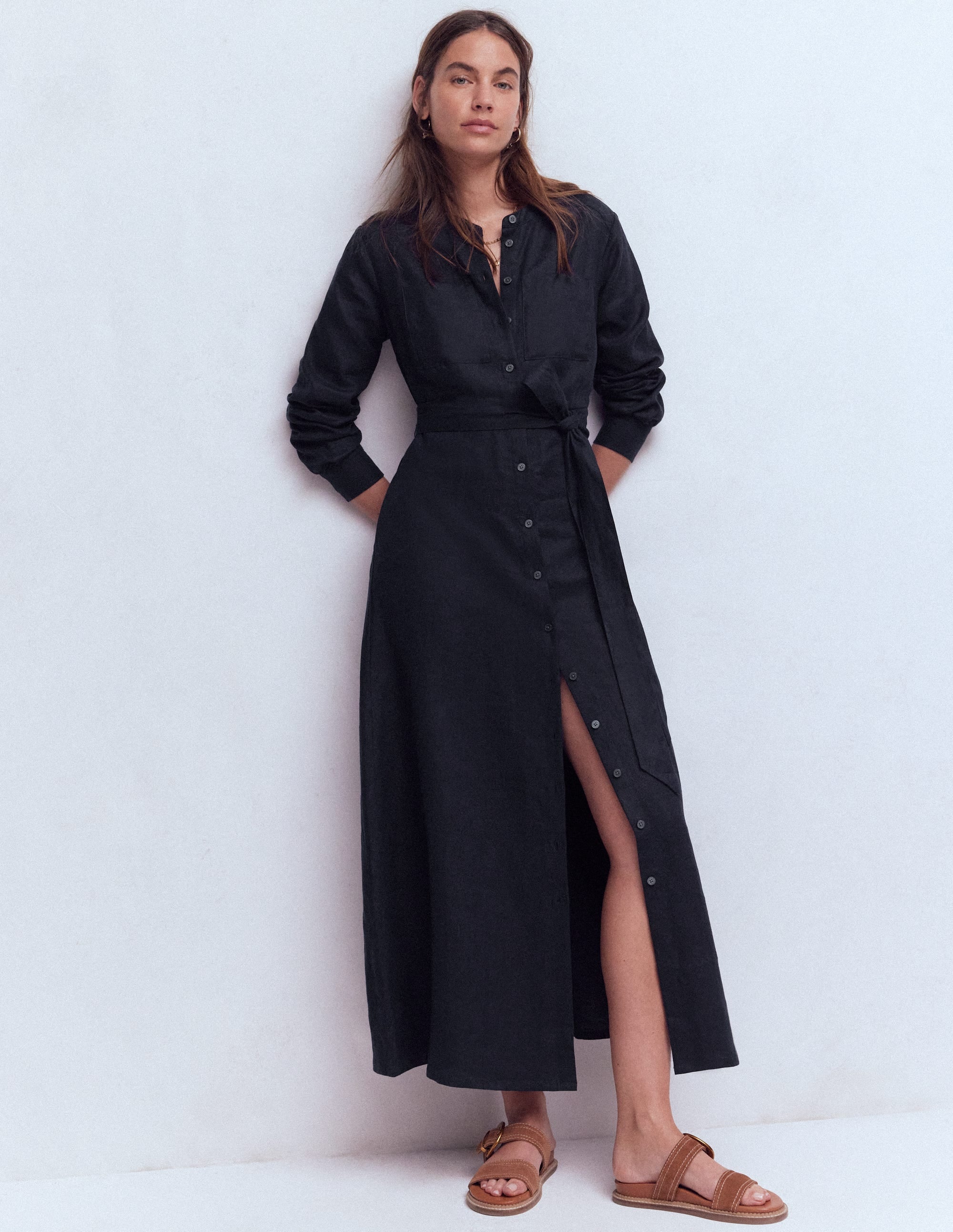 Mollie Midikleid aus Leinen-Marineblau - Image 4