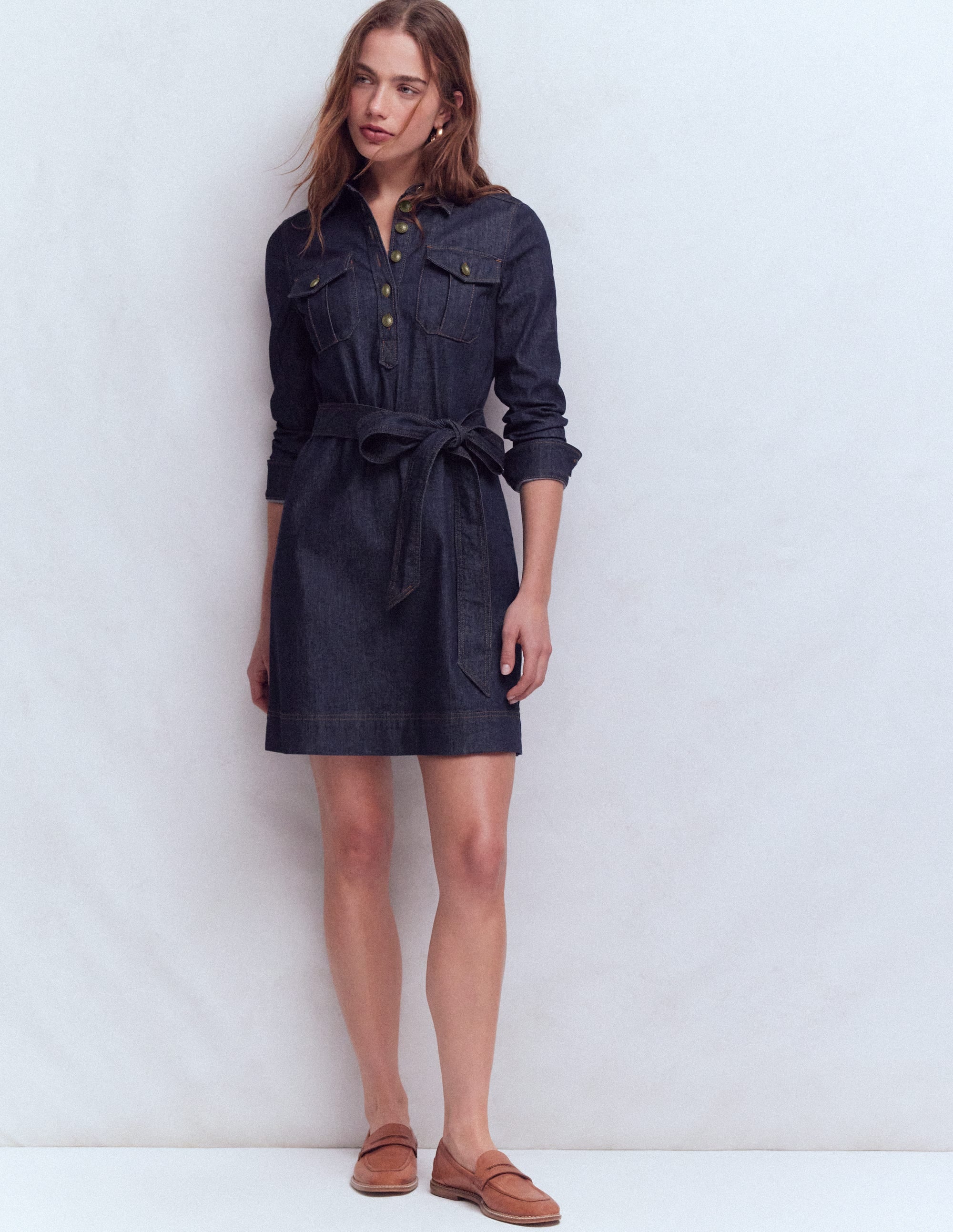 Jeanskleid mit kurzer Knopfleiste-Indigo Gewaschen - Image 4