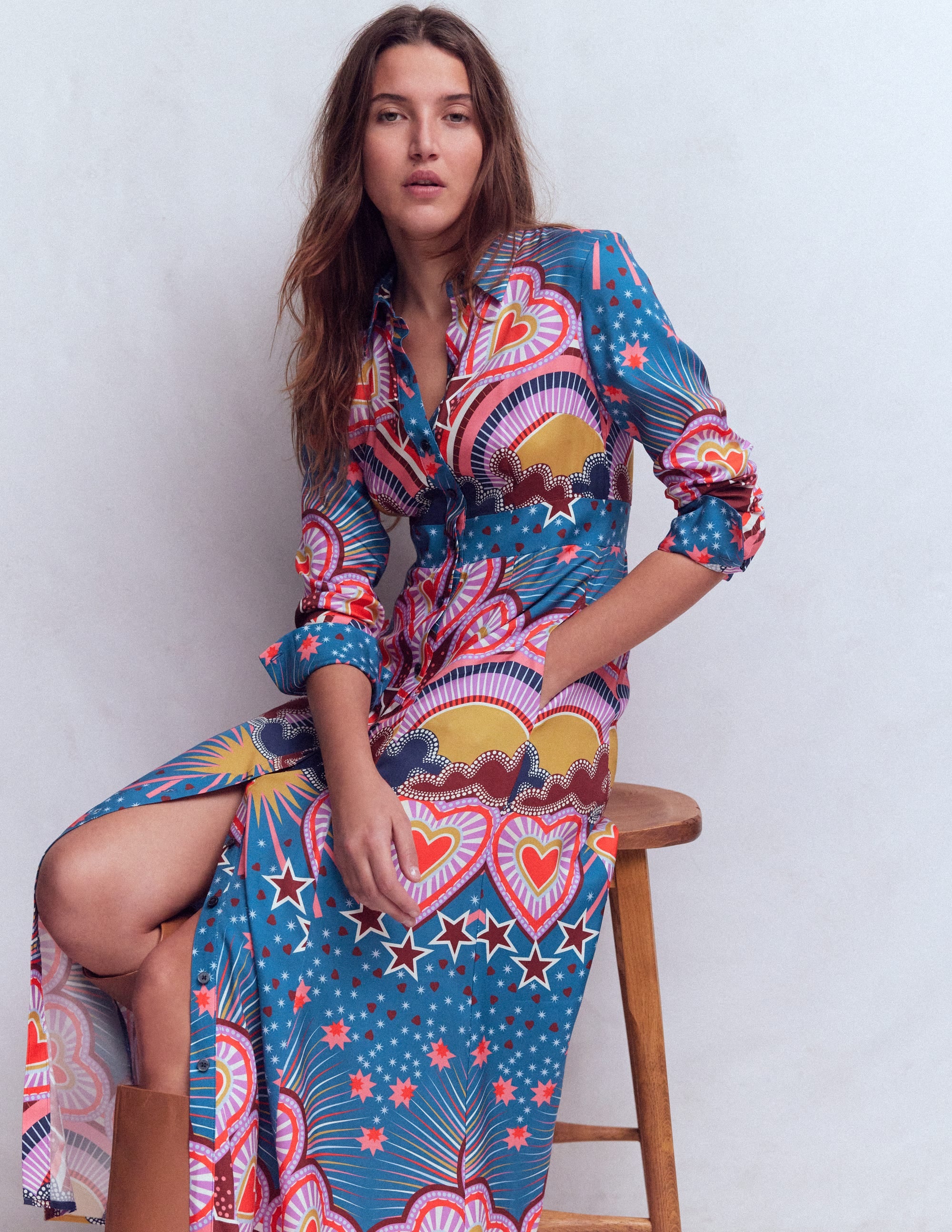 Empire-Hemdblusenkleid im Kuddelmuddel-Design-Bunt, Sternenexplosion Herz - Image 1