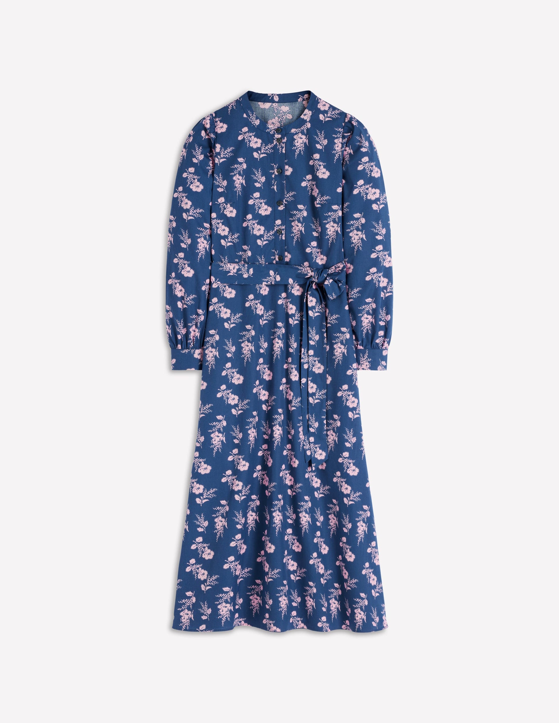 Robe midi Ava en coton-Bleu marine, motif Blossomy Sprig-7