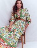 Robe midi Ava en lin mélangé-Multi, motif Botanical Trail