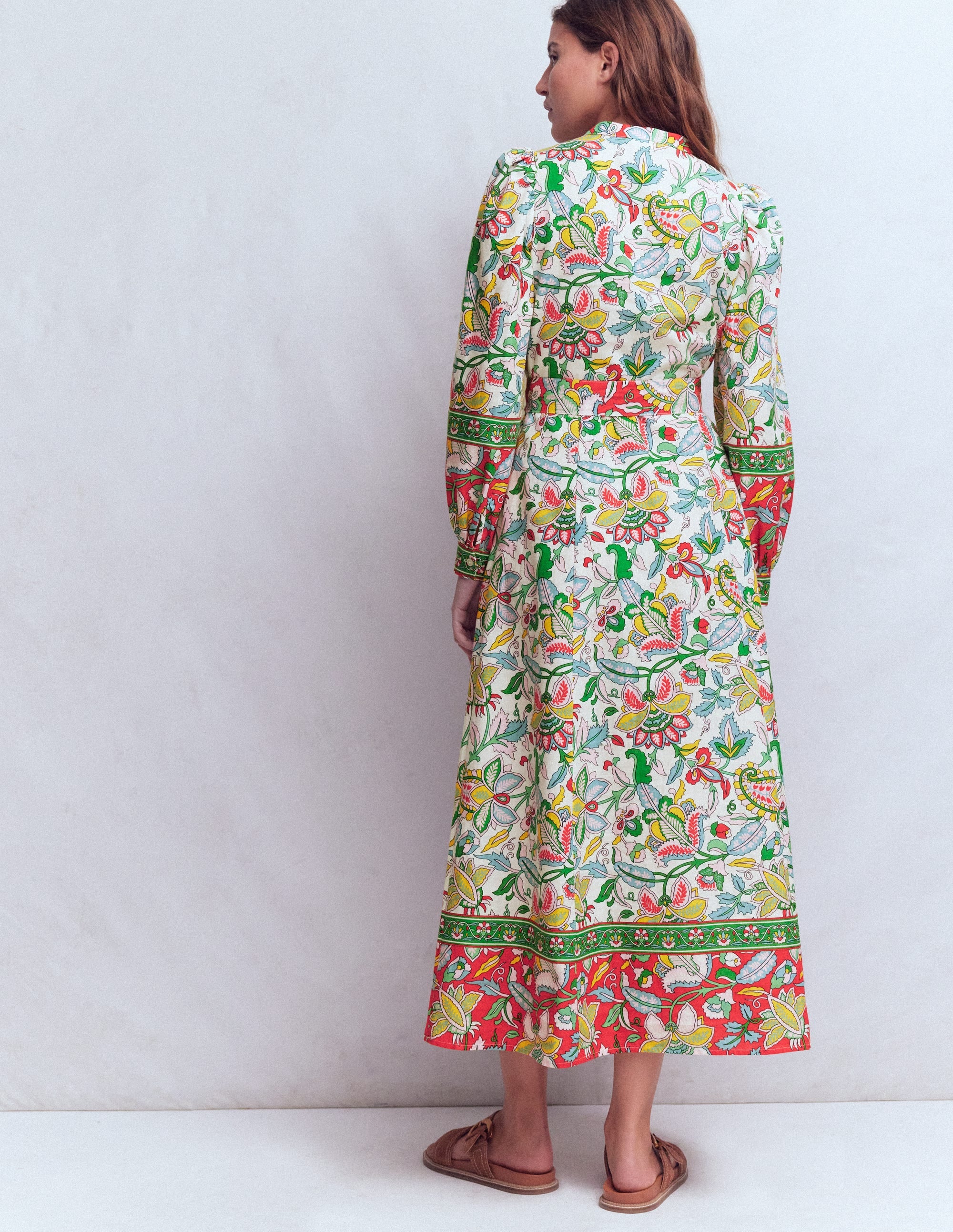 Ava Midikleid aus Leinenmischgewebe-Bunt, Botanisch Kaskadenartig - Image 3