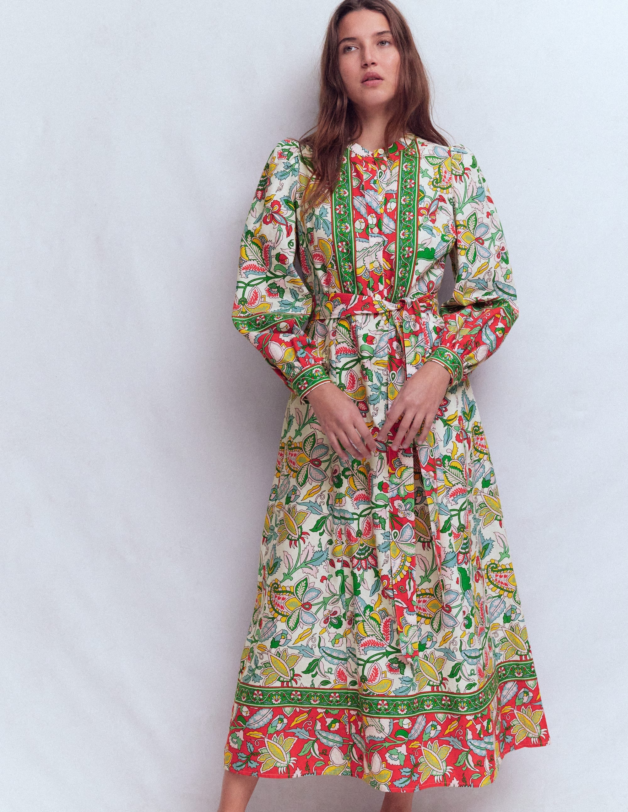 Ava Midikleid aus Leinenmischgewebe-Bunt, Botanisch Kaskadenartig - Image 4