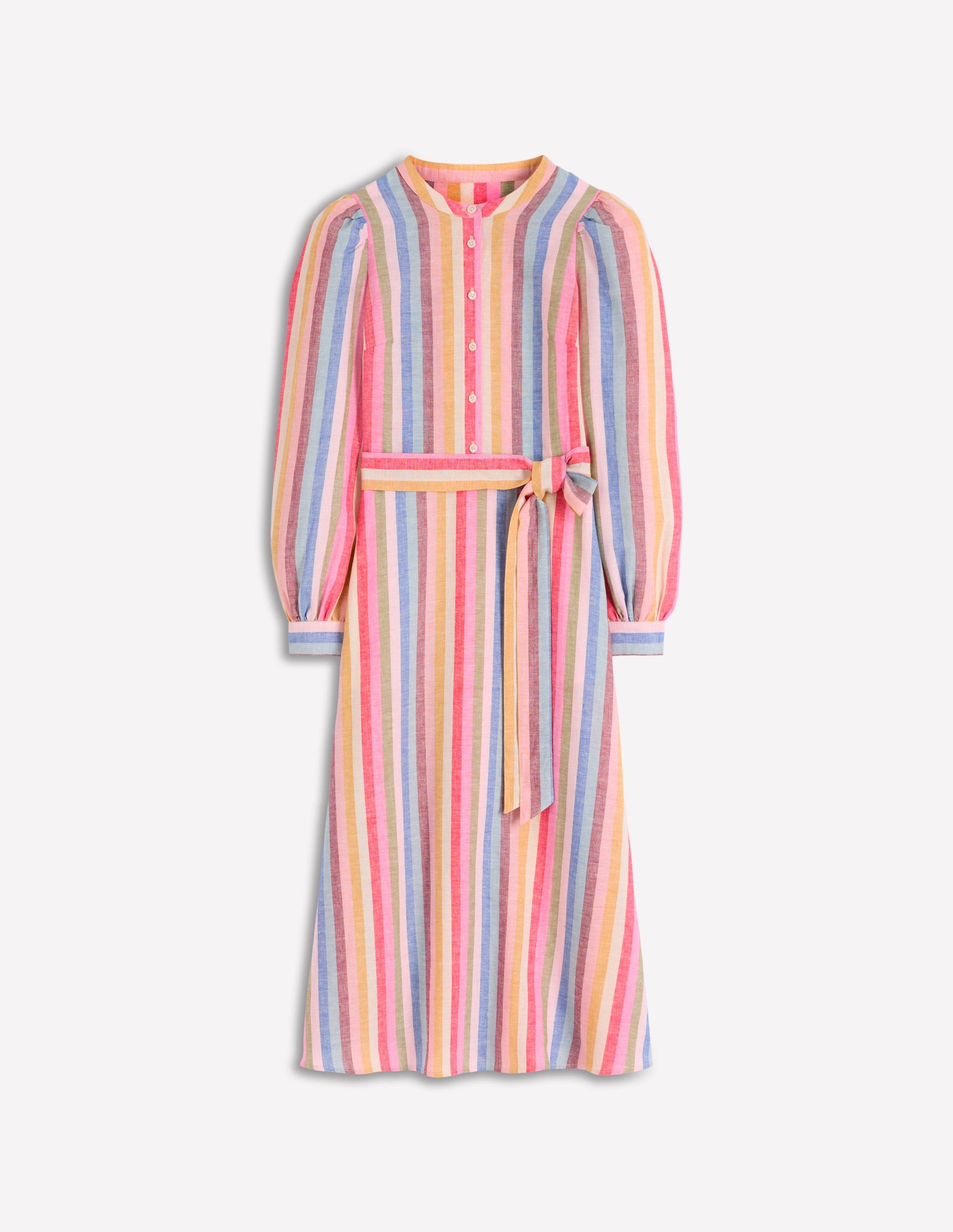 Ava Midikleid aus Leinenmischgewebe-Rosa, Grün, Lila Bunt-5