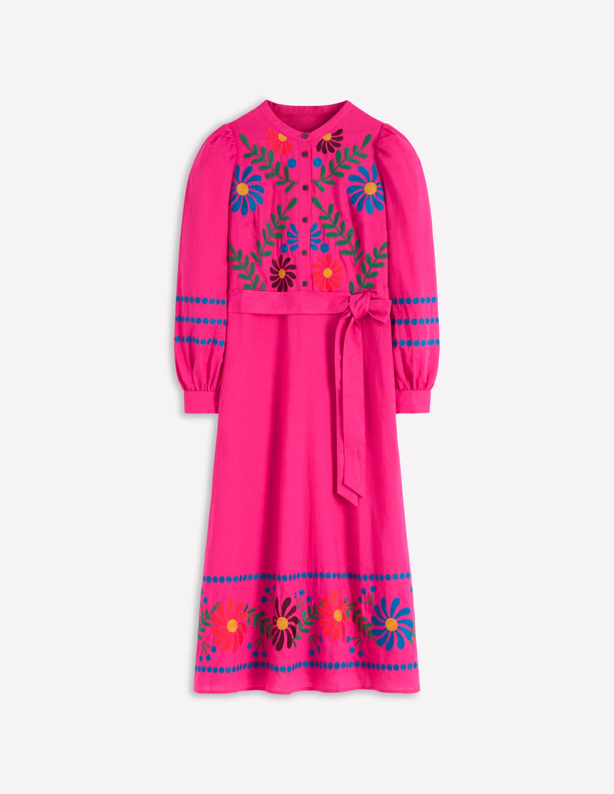 Robe midi Ava en lin mélangé-Broderie multi - Image 6