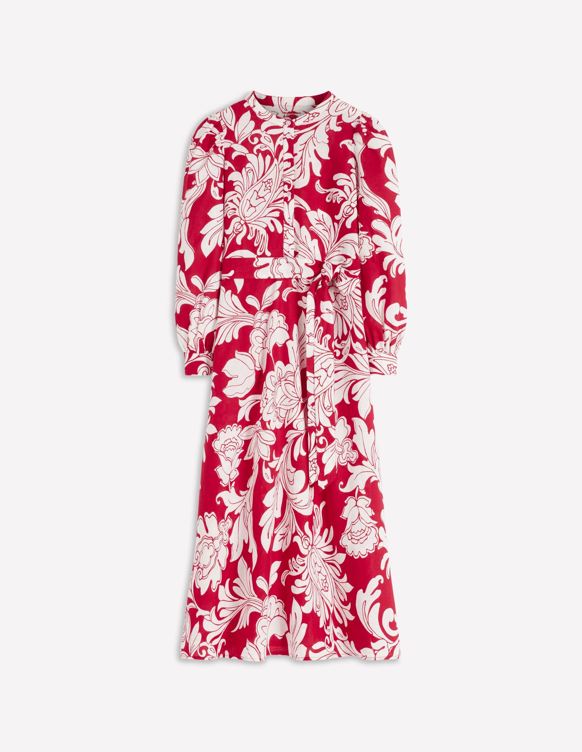 Robe midi Ava en lin mélangé-Salsa, motif Botanical Flourish-5