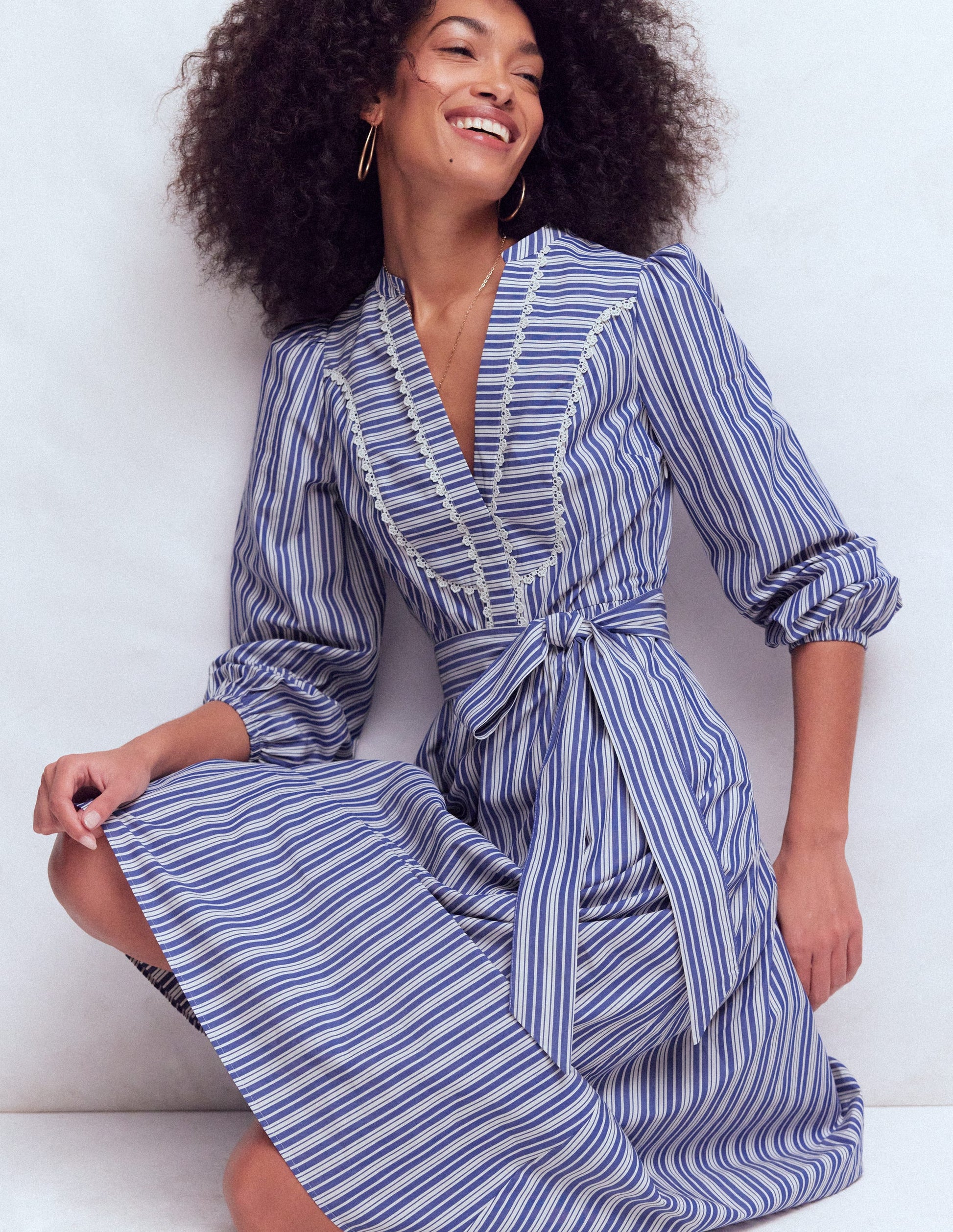 Cary Baumwoll-Midikleid-Surf the Web Streifen-5