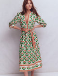 Robe midi Cary en coton-Multi, motif Ornamental Stamp