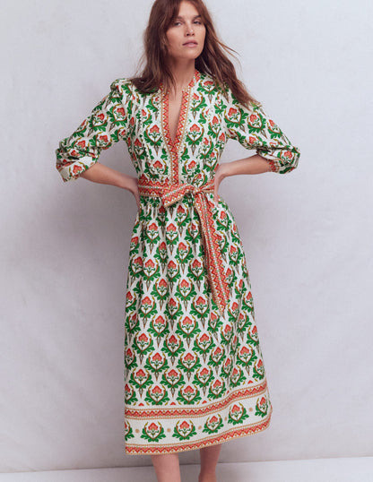 Cary Baumwoll-Midikleid-Bunt, Zierstempel-2