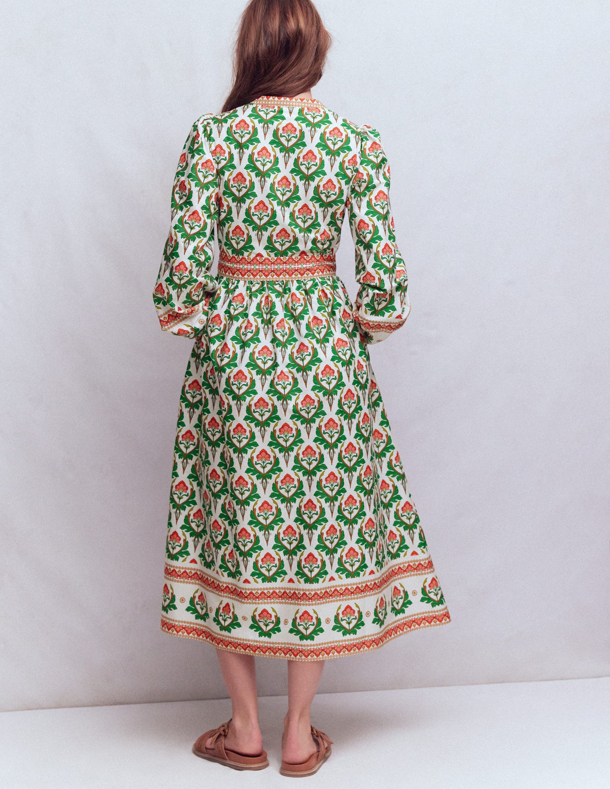 Cary Baumwoll-Midikleid-Bunt, Zierstempel-4