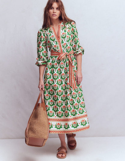 Cary Baumwoll-Midikleid-Bunt, Zierstempel-5