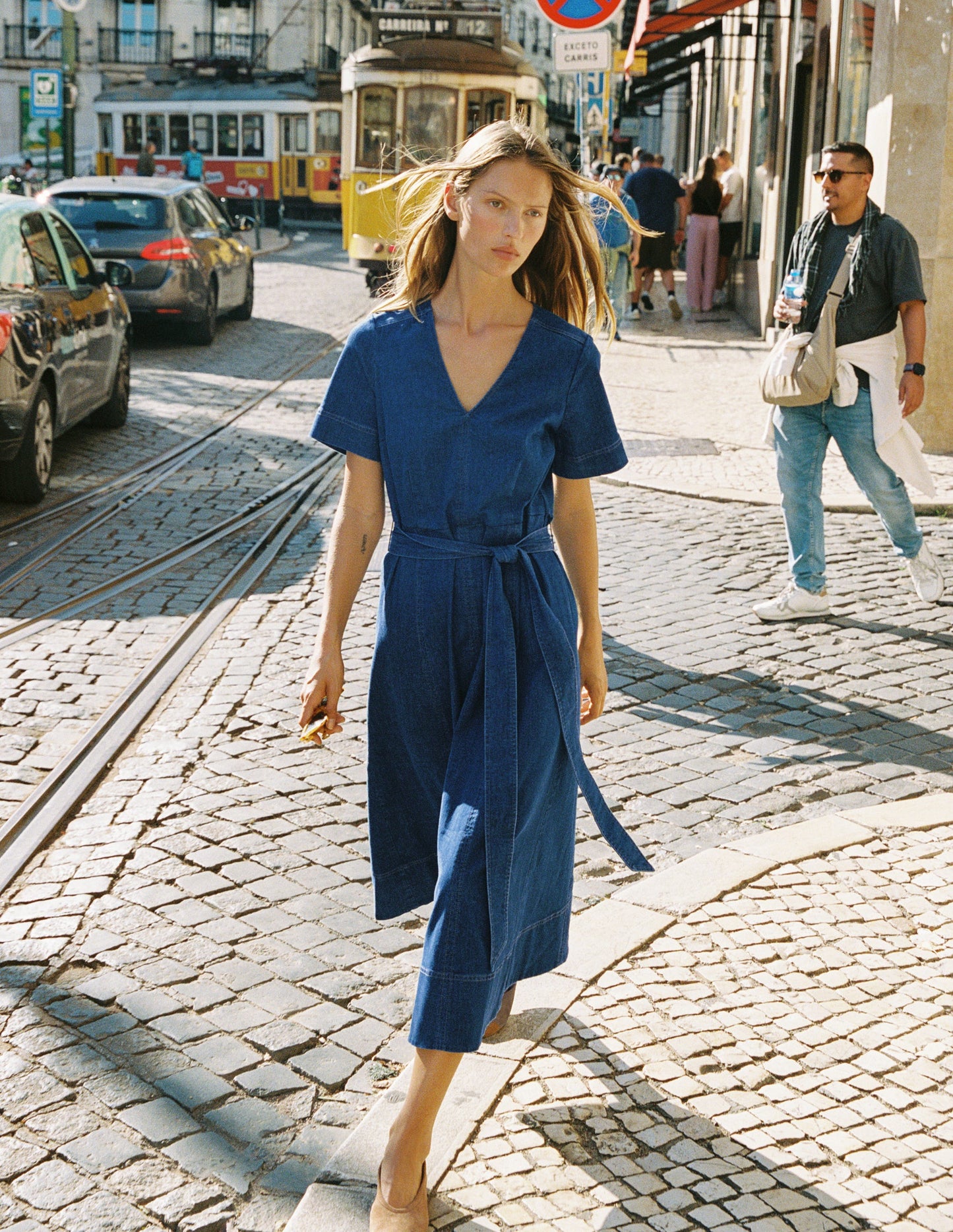 Jeanskleid mit V-Ausschnitt-Medium Vintage