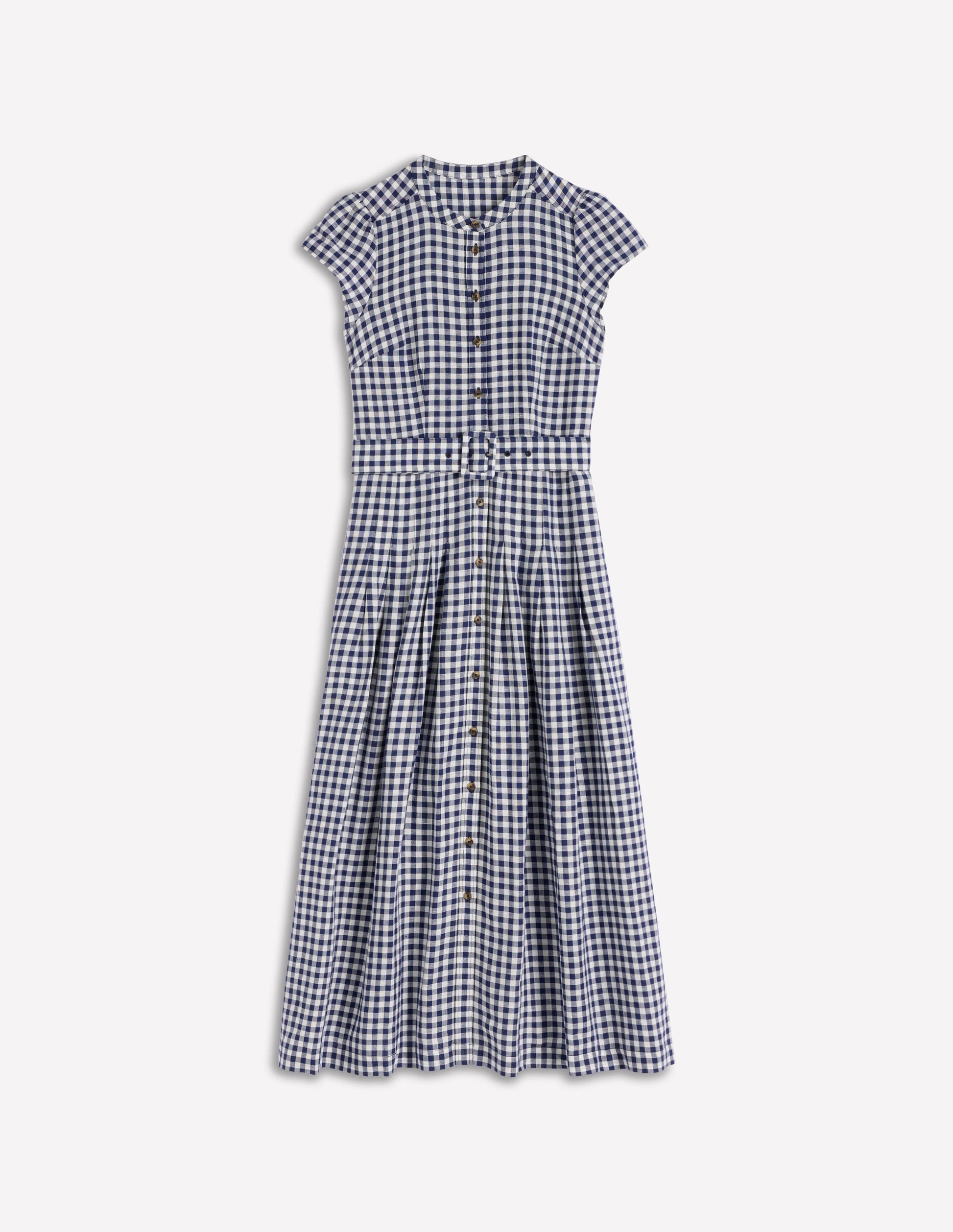 Arabella Linen Blend Dress-Blue Gingham-6