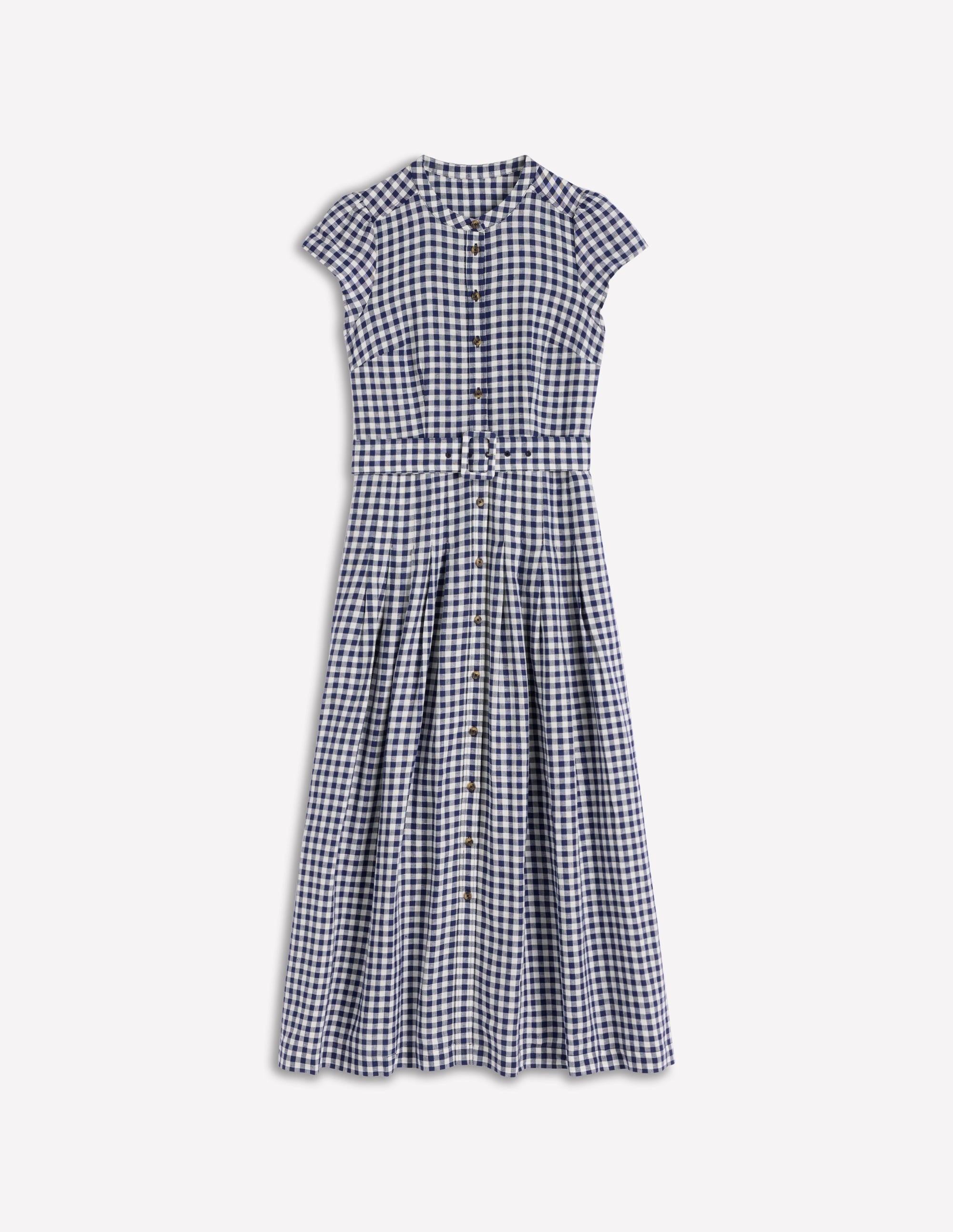 Arabella Linen Blend Dress-Navy Gingham - Image 6