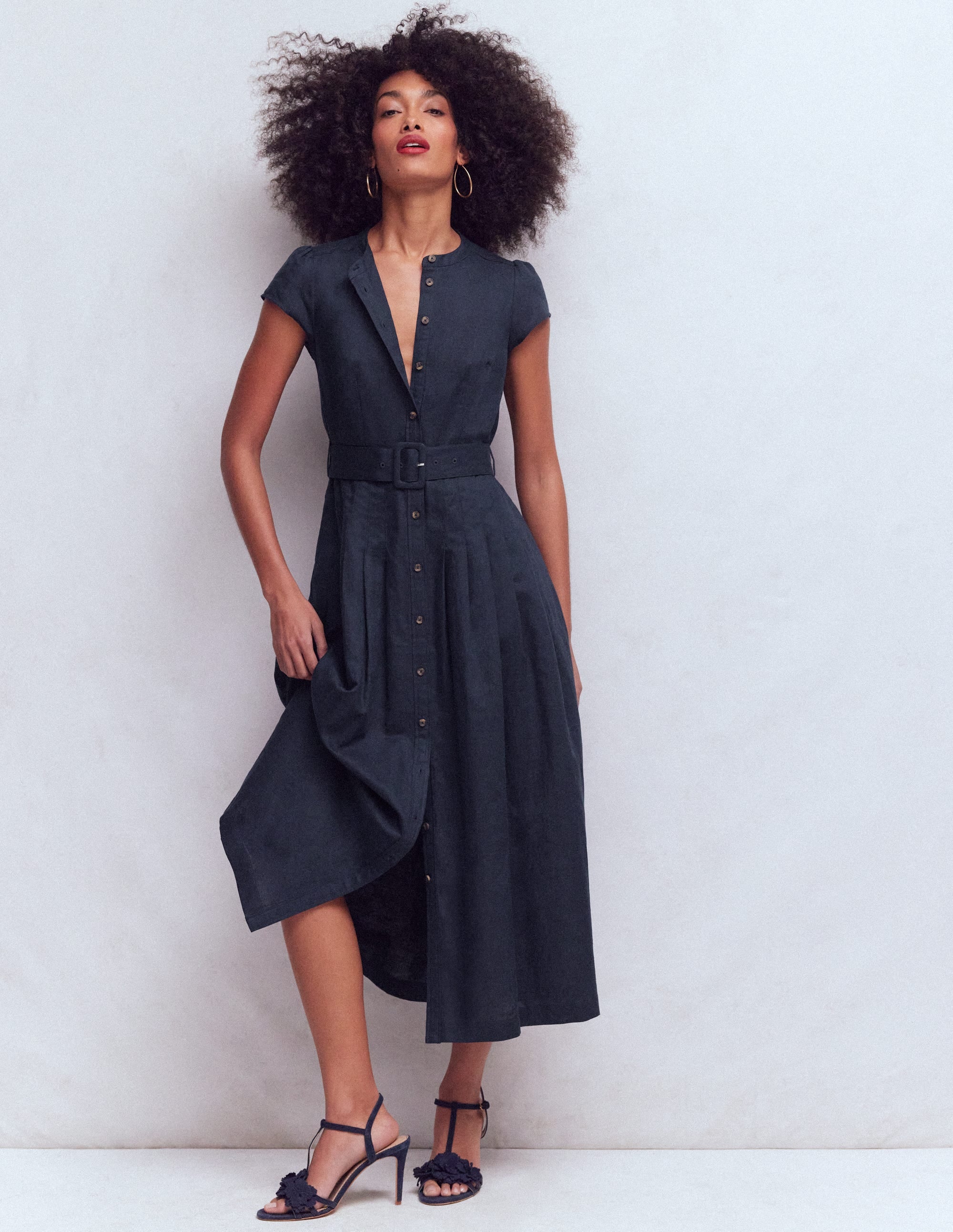 Arabella Kleid aus Leinenmischgewebe-Marineblau - Image 1