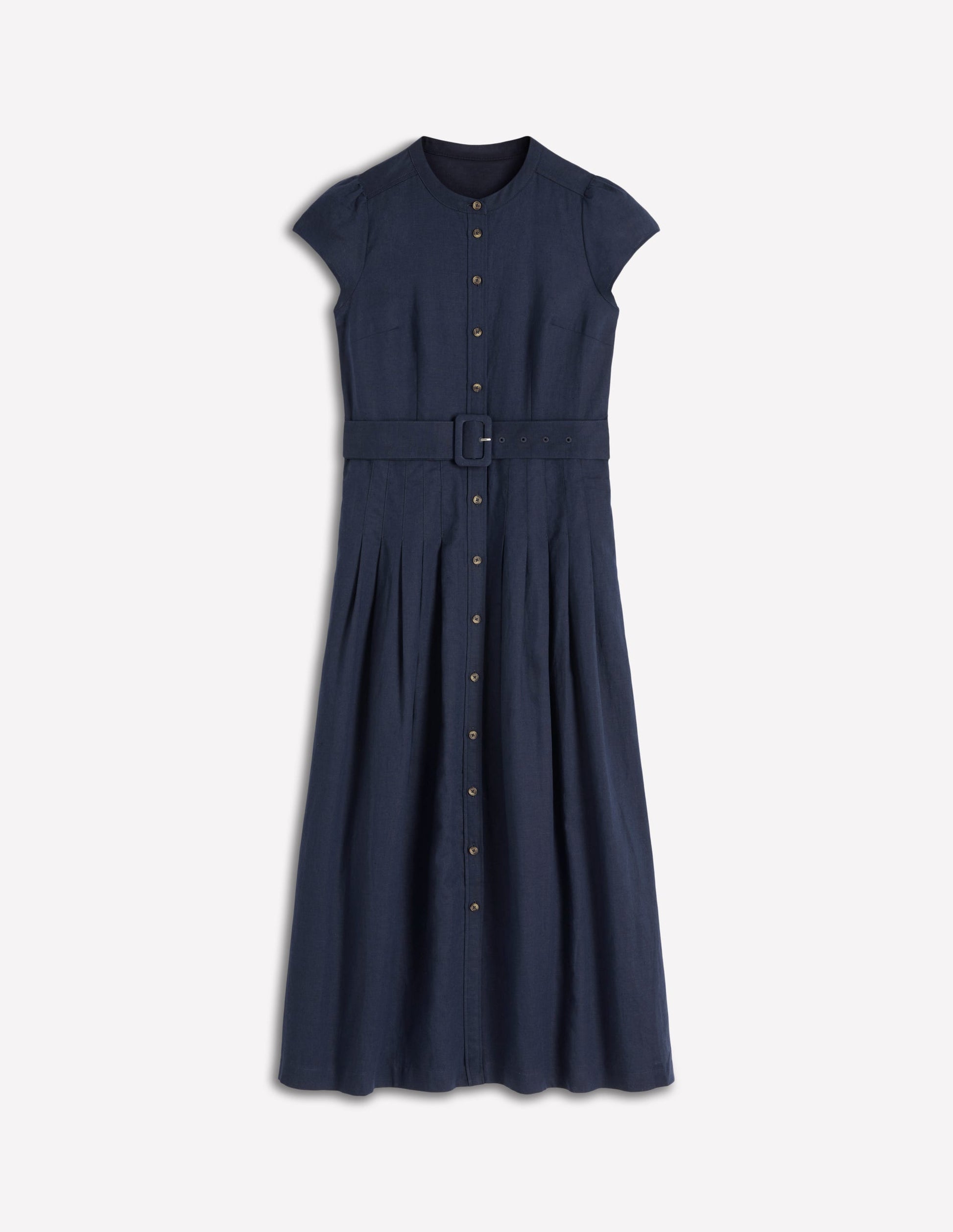 Robe Arabella en lin mélangé-Bleu marine-5