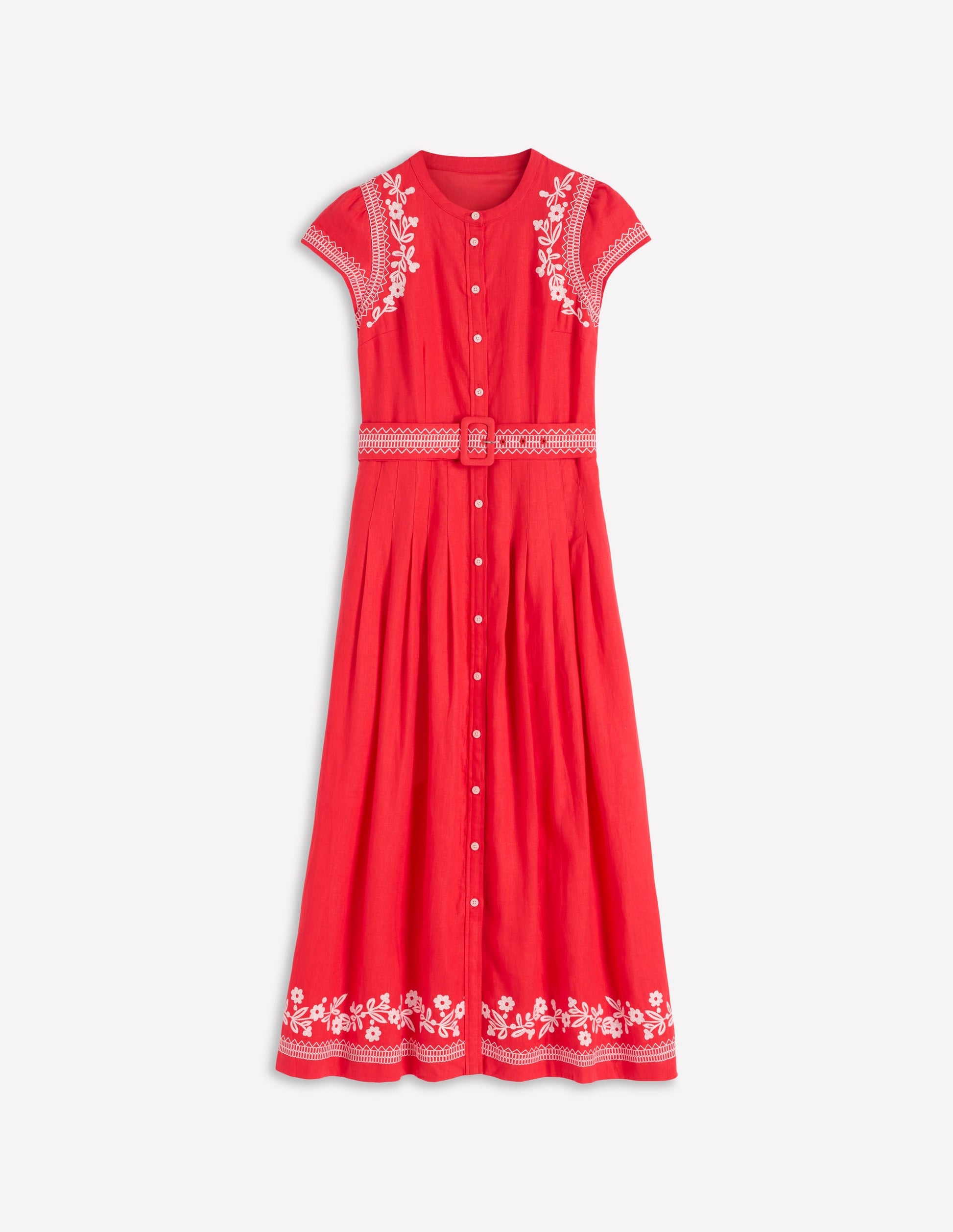 Robe Arabella en lin mélangé-Broderie rouge-5