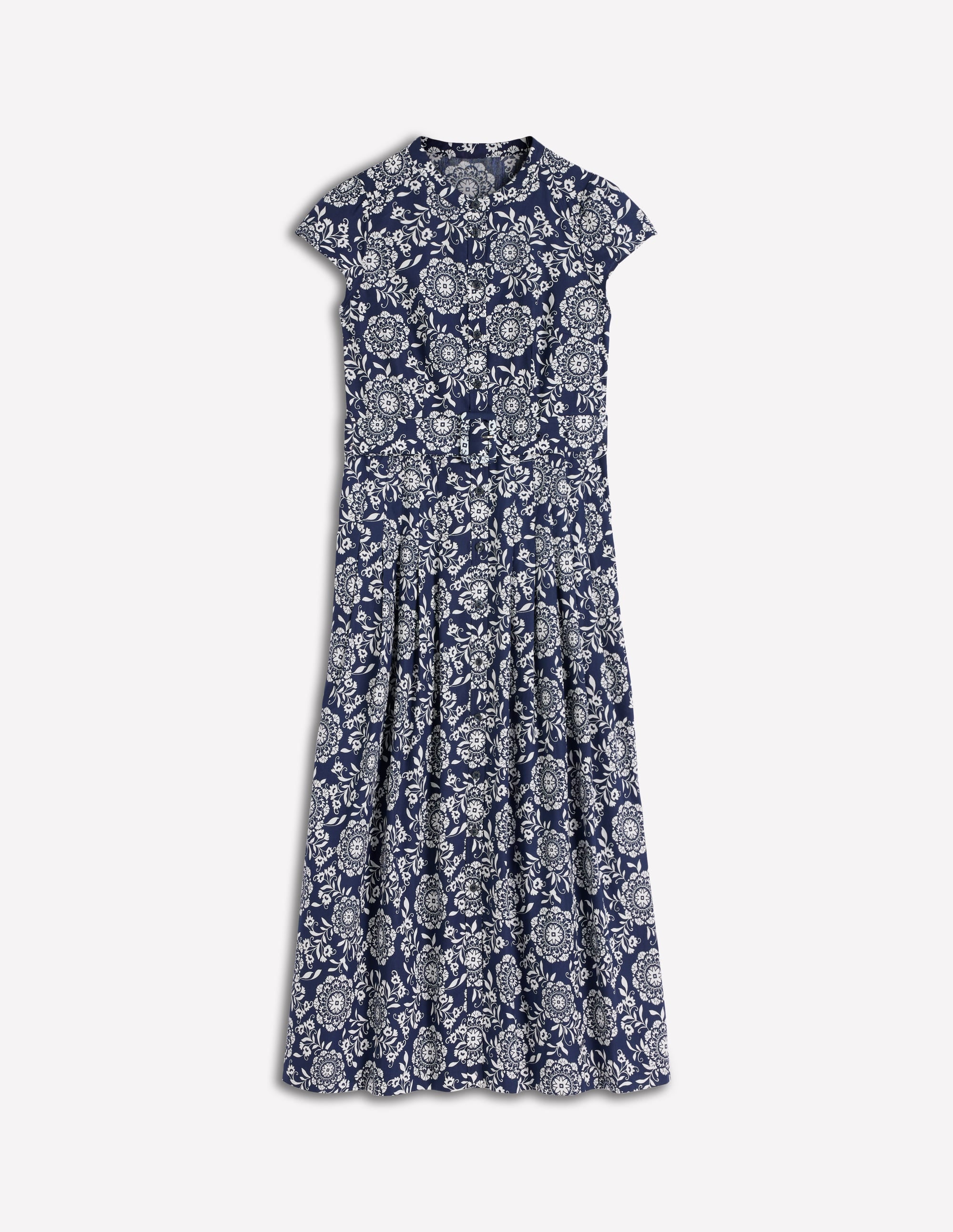 Arabella Maxikleid aus Baumwolle-Marineblau, Dekorative Blüten - Image 6