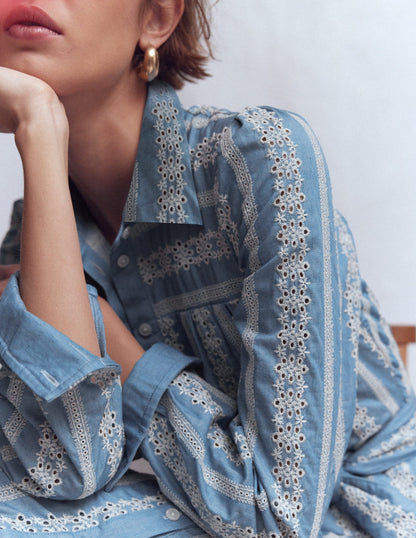 Robe-chemise longue Ellie en coton-Jean Brodé-2