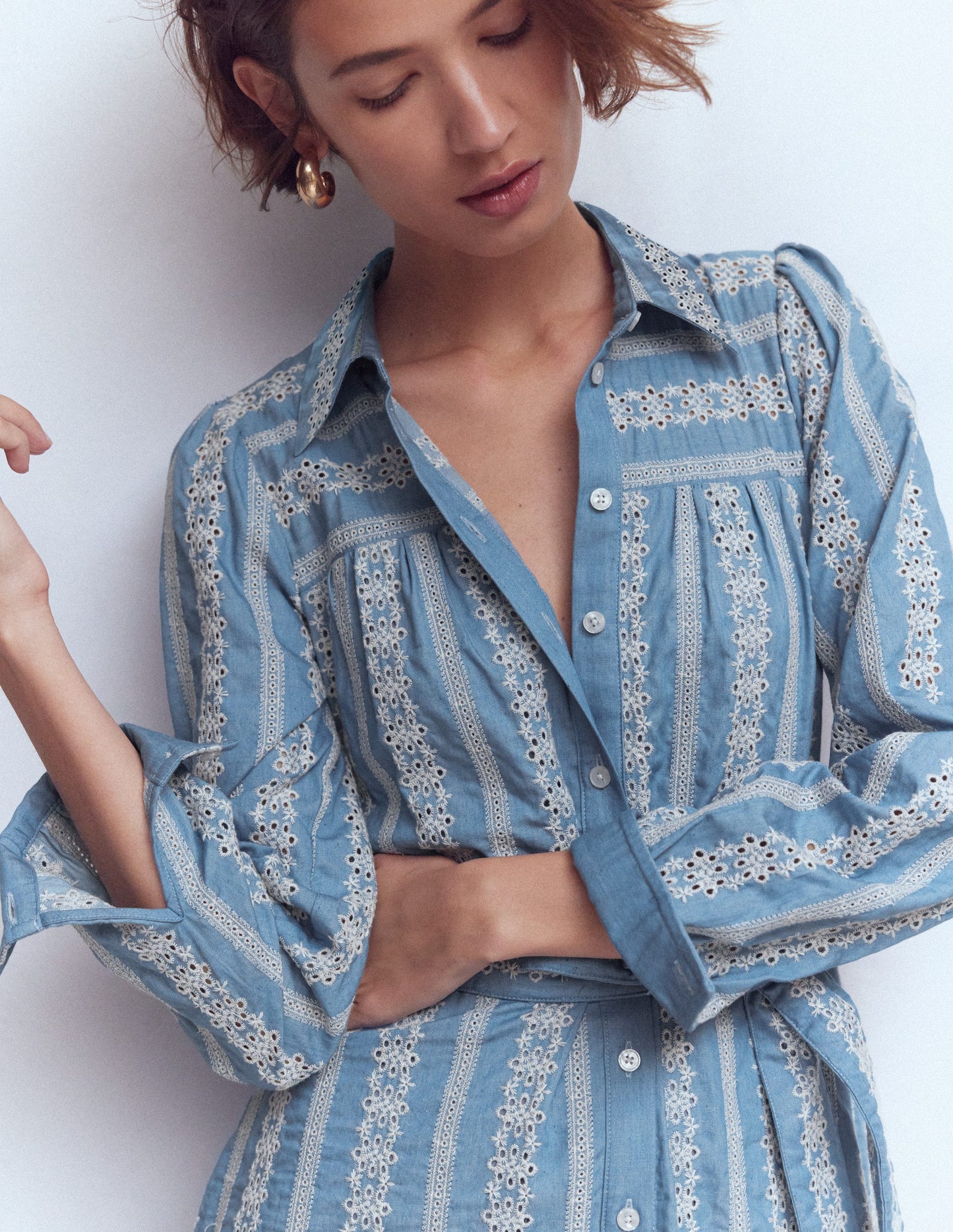 Robe-chemise longue Ellie en coton-Jean Brodé