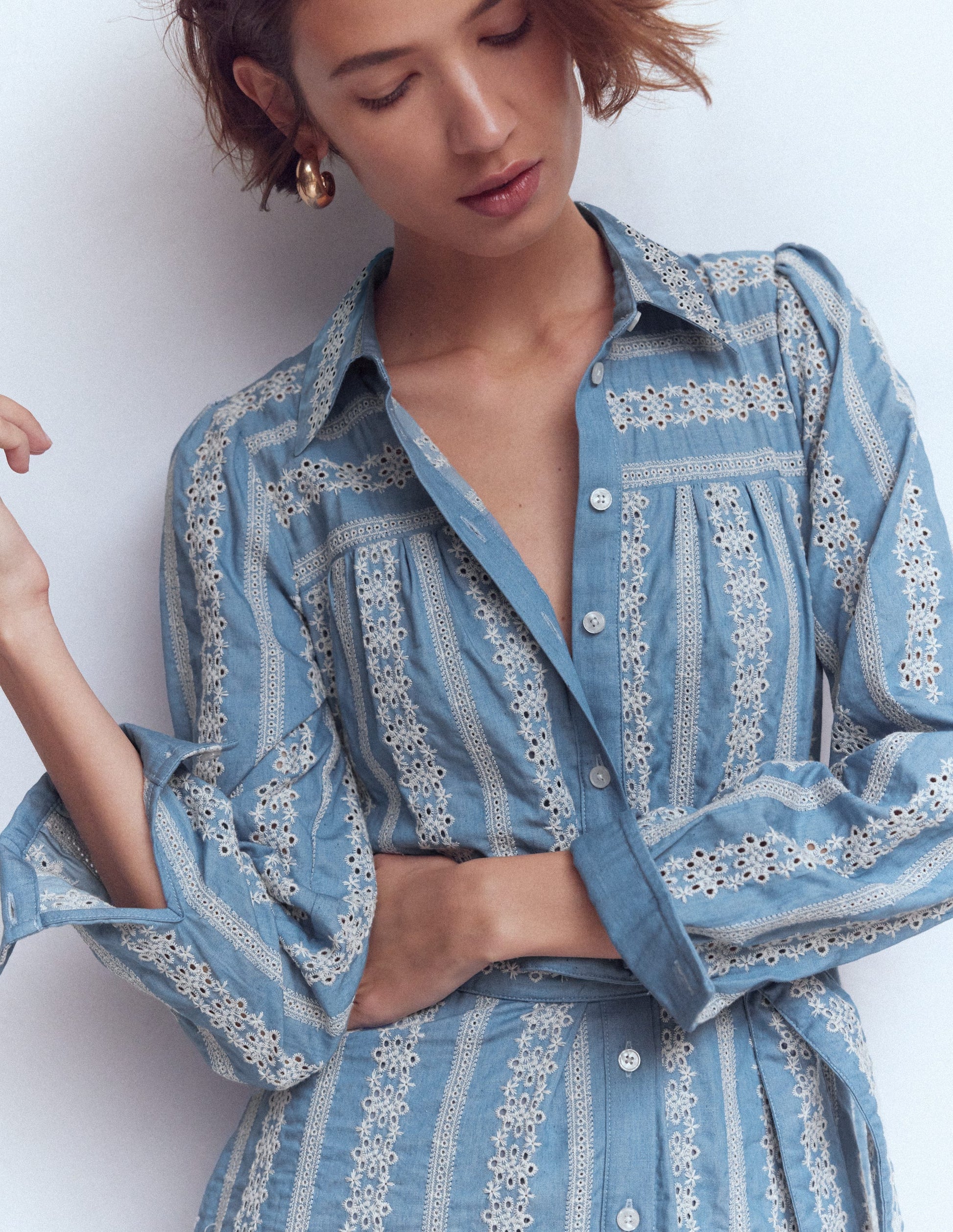 Robe-chemise longue Ellie en coton-Jean Brodé-5