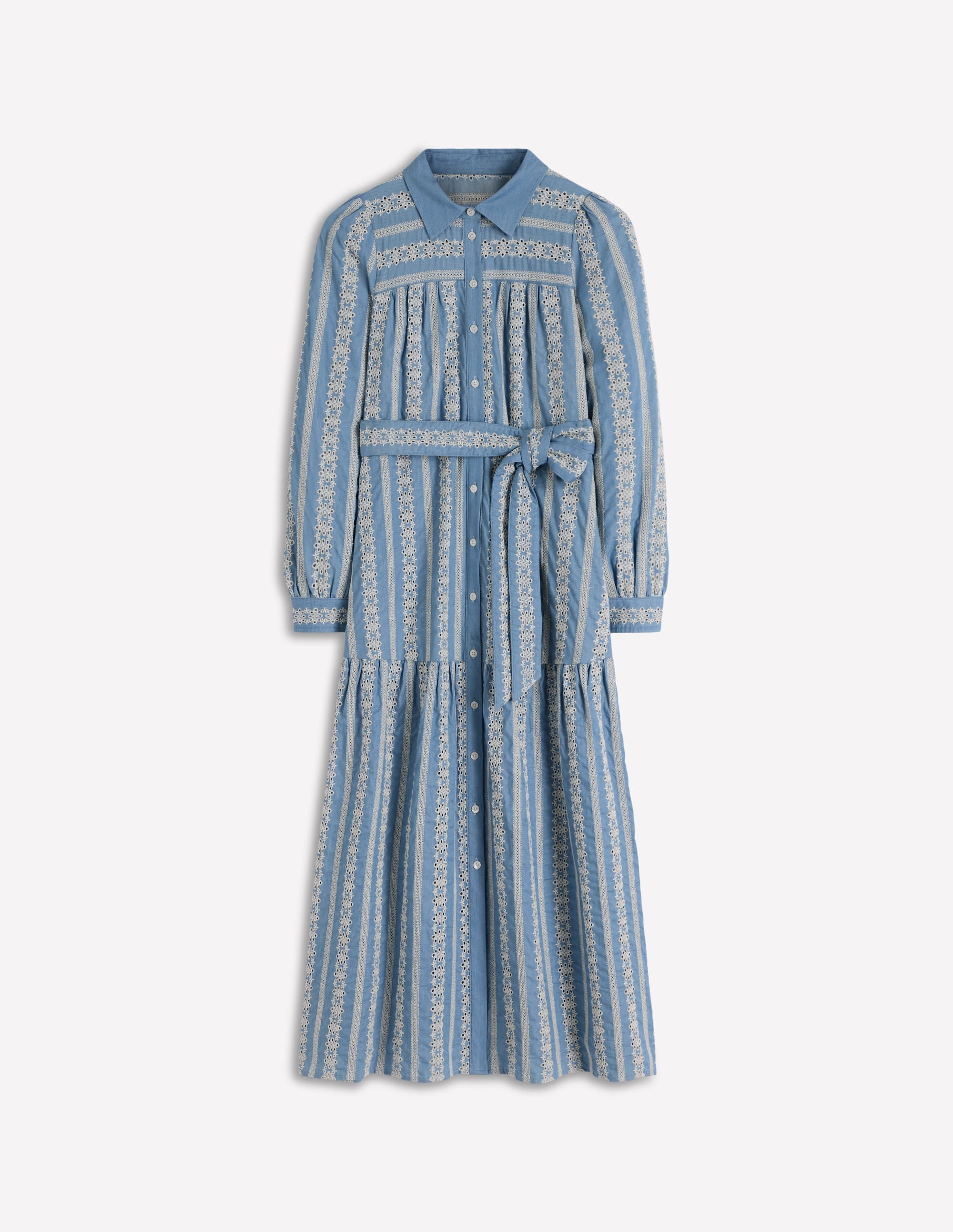 Ellie Maxi-Hemdblusenkleid aus Baumwolle-Lochstickerei Denim - Image 6