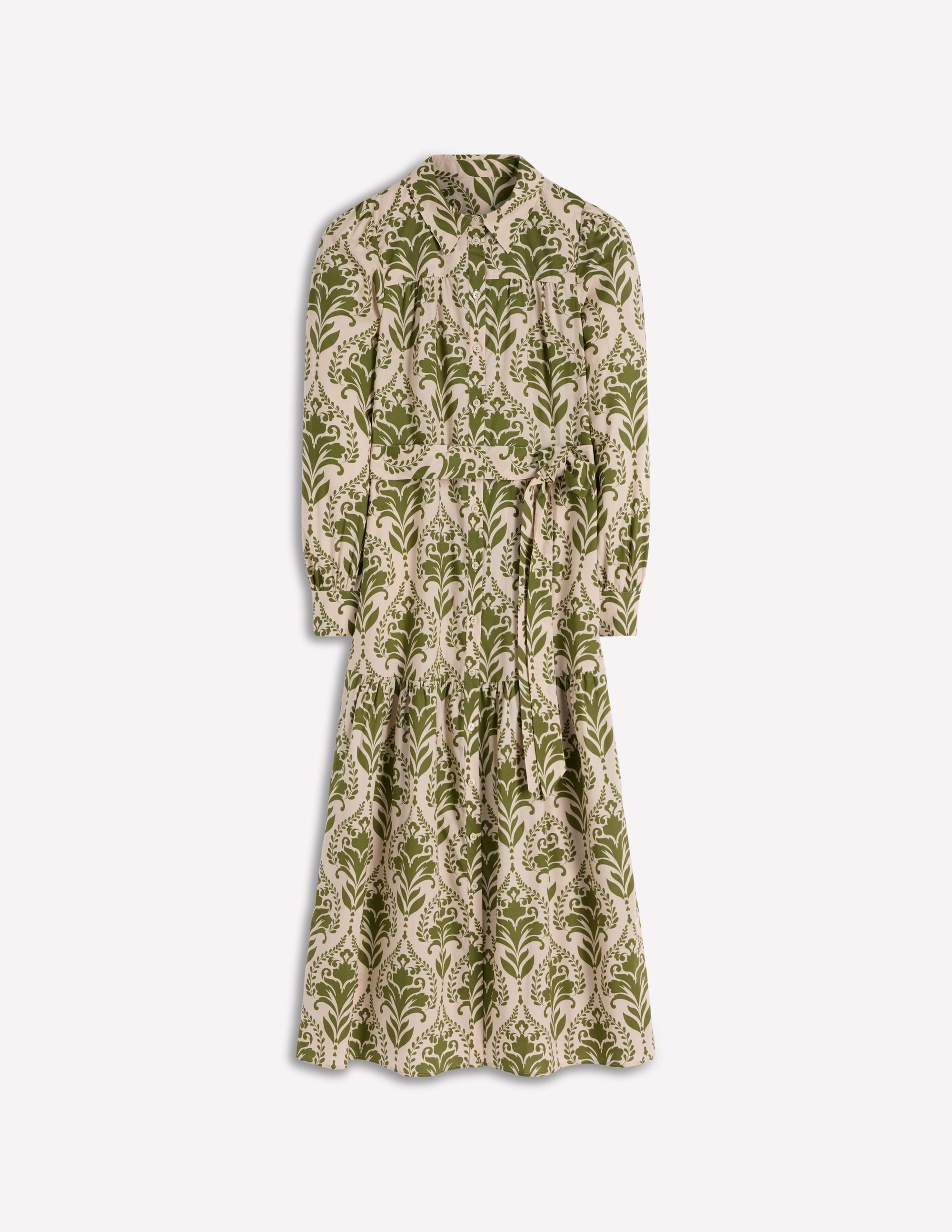 Ellie Maxi-Hemdblusenkleid aus Baumwolle-Grün Dekoratives Gitter - Image 6