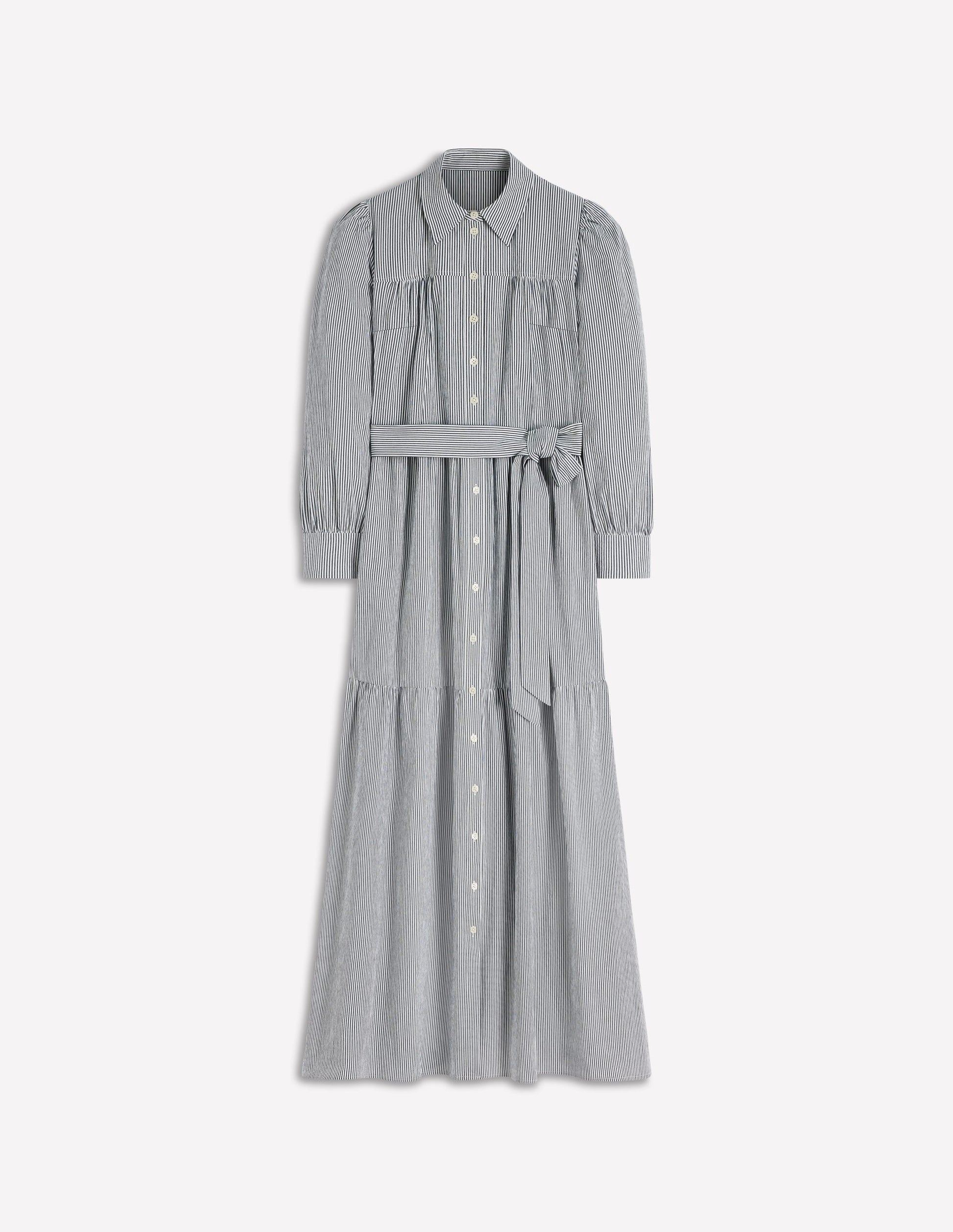 Ellie Cotton Maxi Shirt Dress-Texture Stripe-5