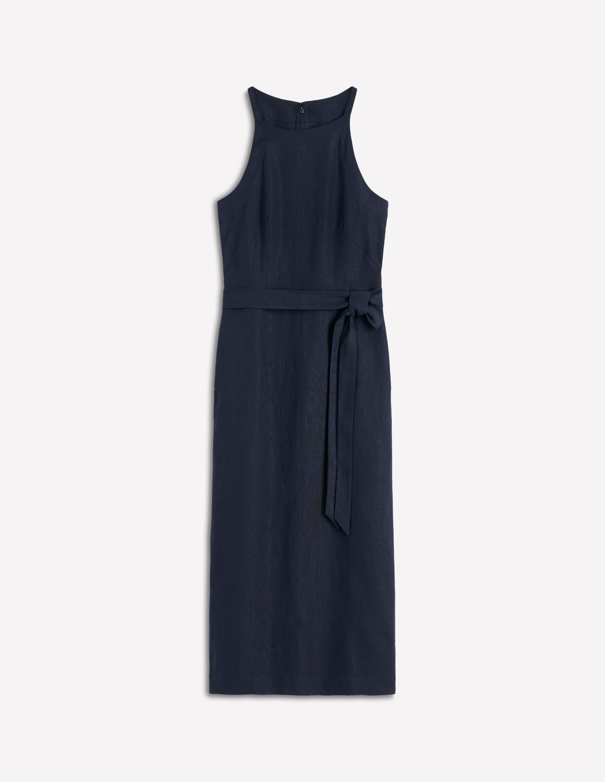 Robe midi à encolure américaine Rosa en lin-Bleu marine - Image 5