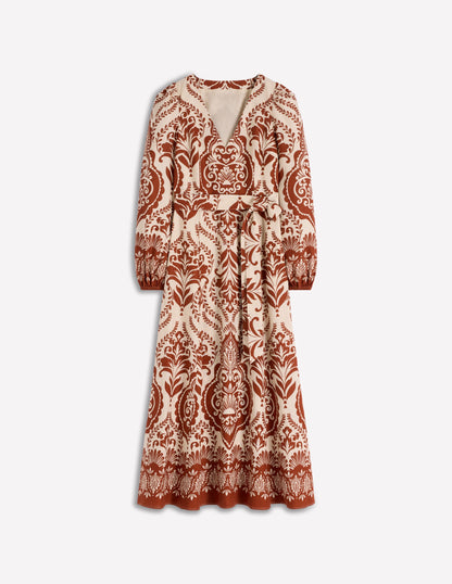 Florence Kleid aus Leinenmischgewebe-Gebranntes Hennarot, Ziergarten-5