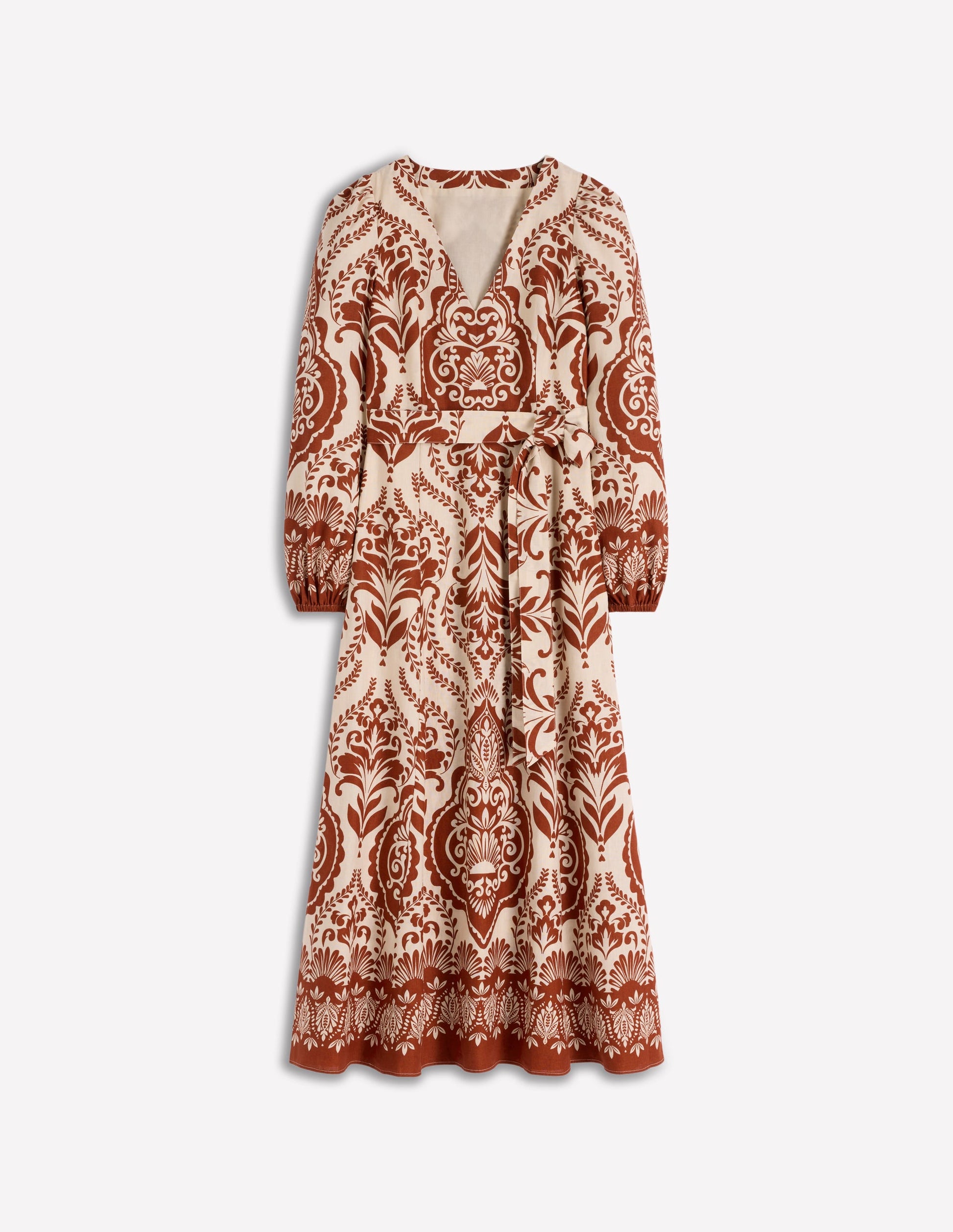 Robe Florence en lin mélangé-Orange, motif Ornamental Garden-6