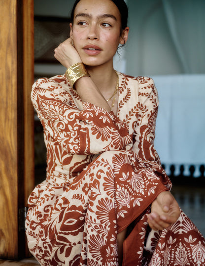 Florence Kleid aus Leinenmischgewebe-Gebranntes Hennarot, Ziergarten-4