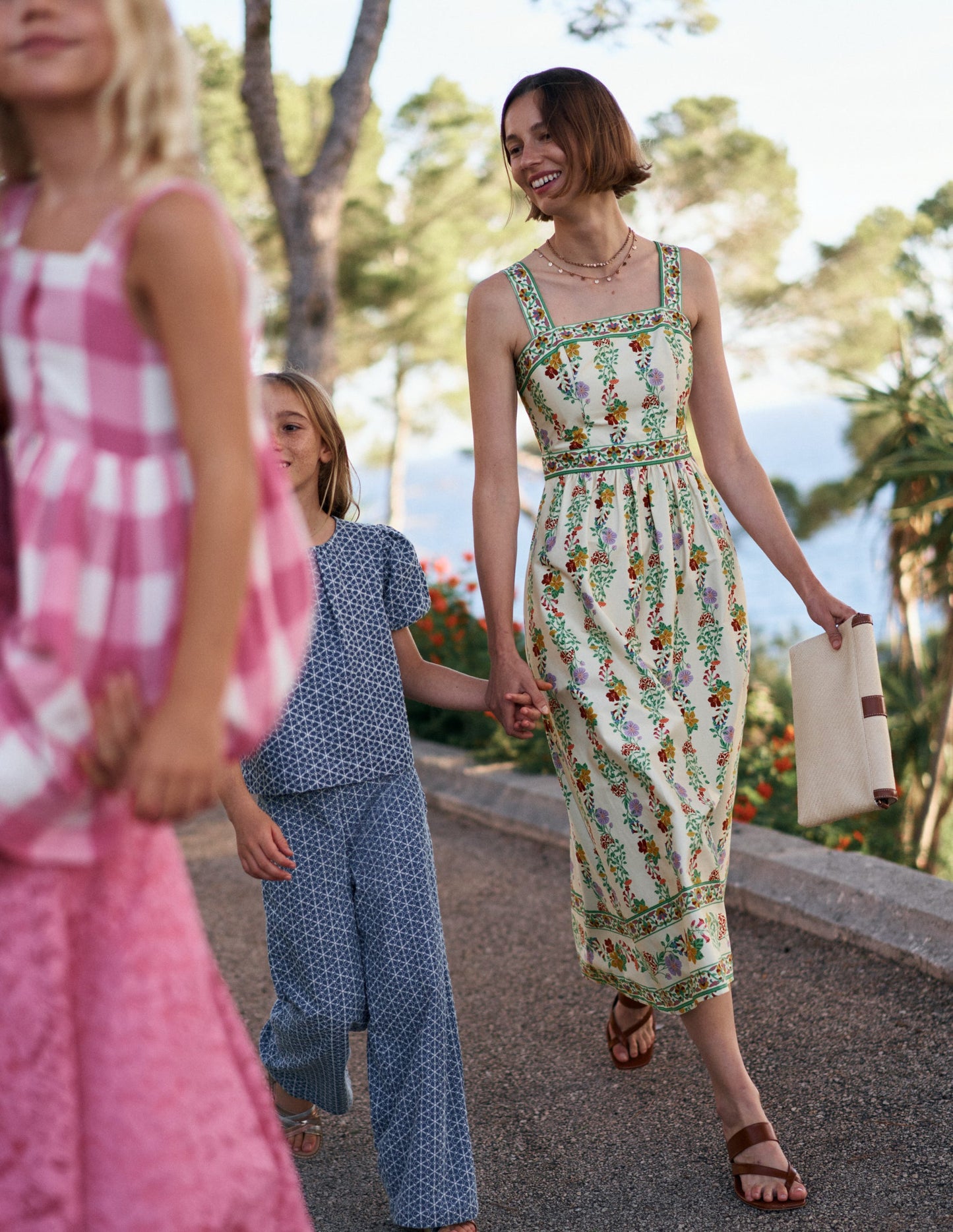 Robe de cérémonie à col carré-Ivoire, motif Blossom Trail